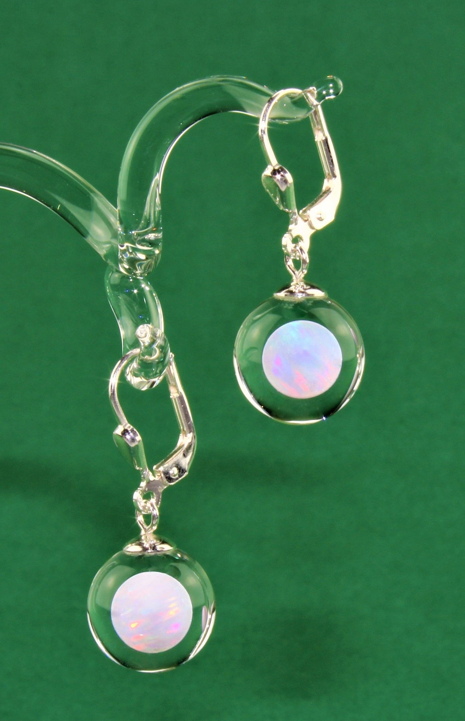 Boucles d'oreilles Boule "Opale" rose`