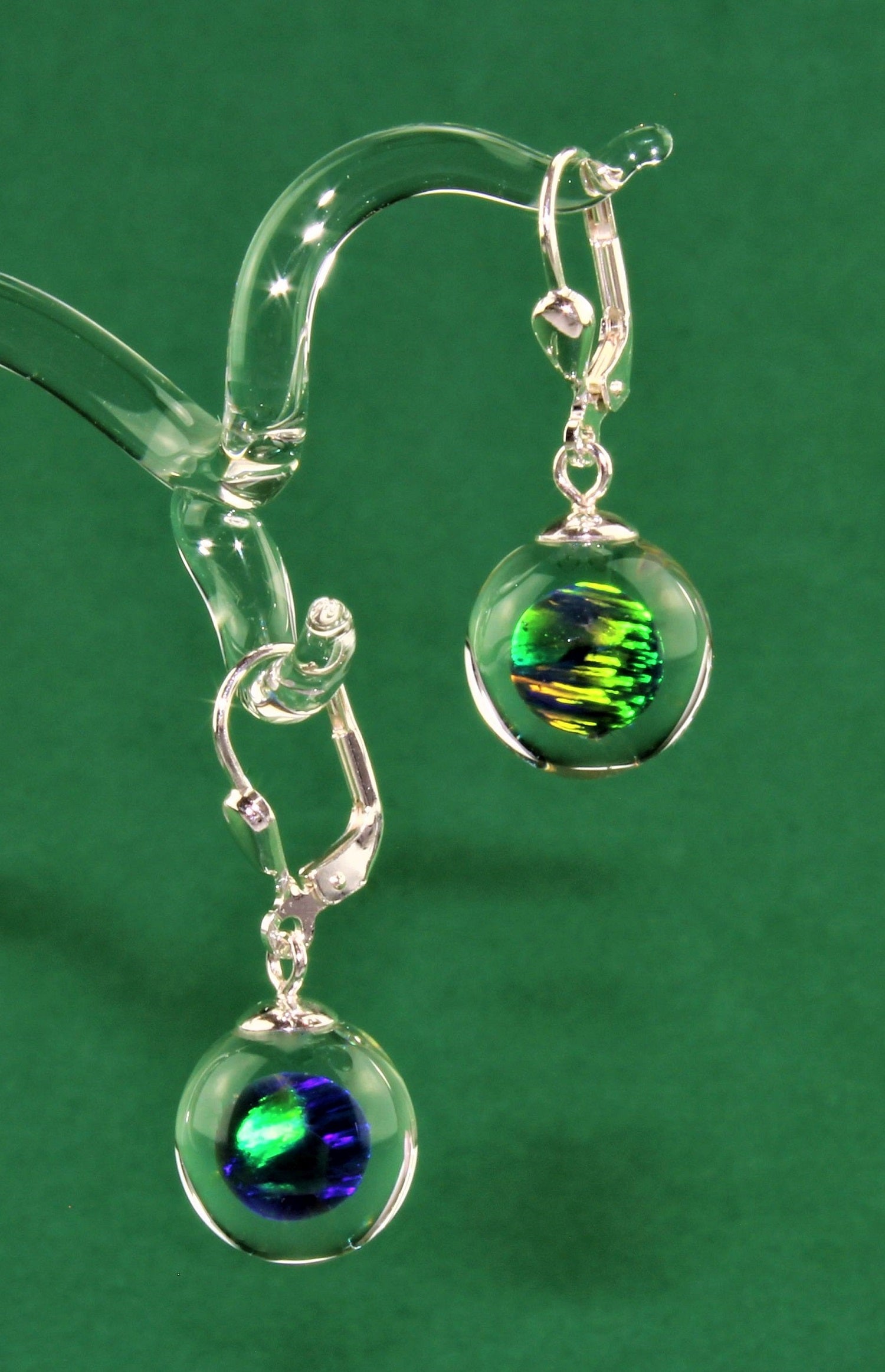 Boucles d'oreilles boule "opale" green