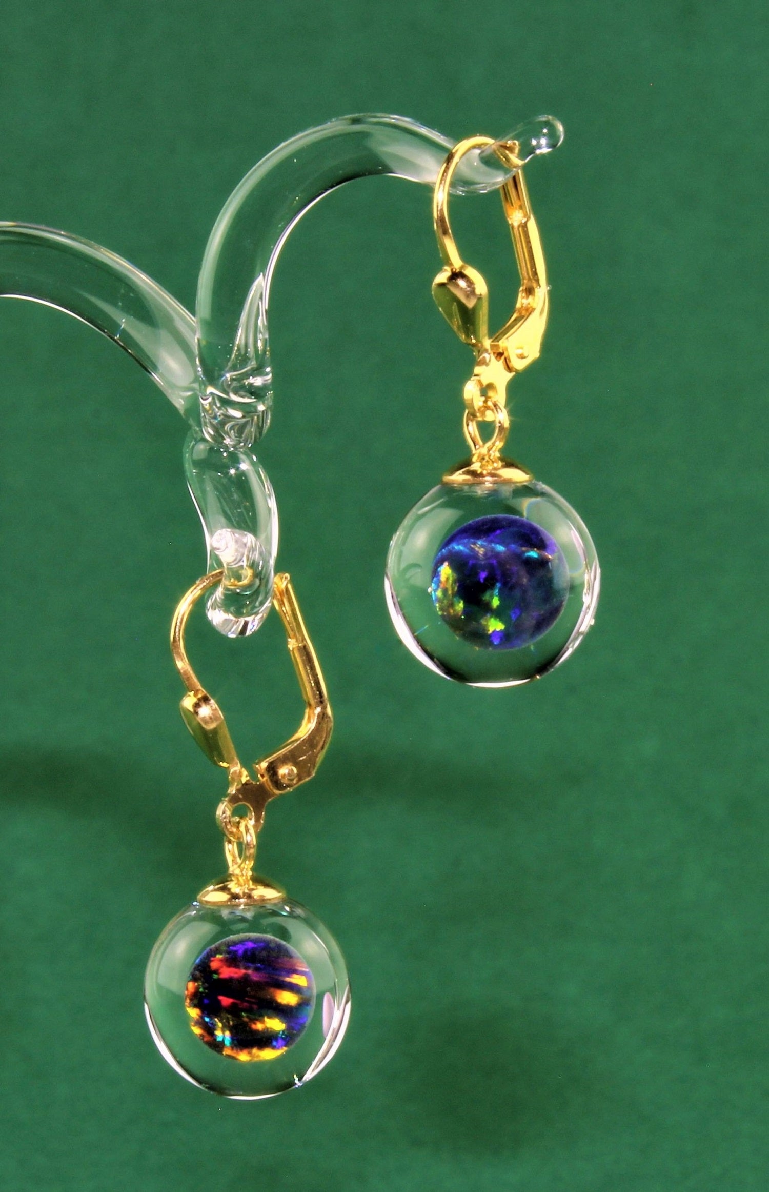 Boucles d'oreilles boule "opale" Green multicolor