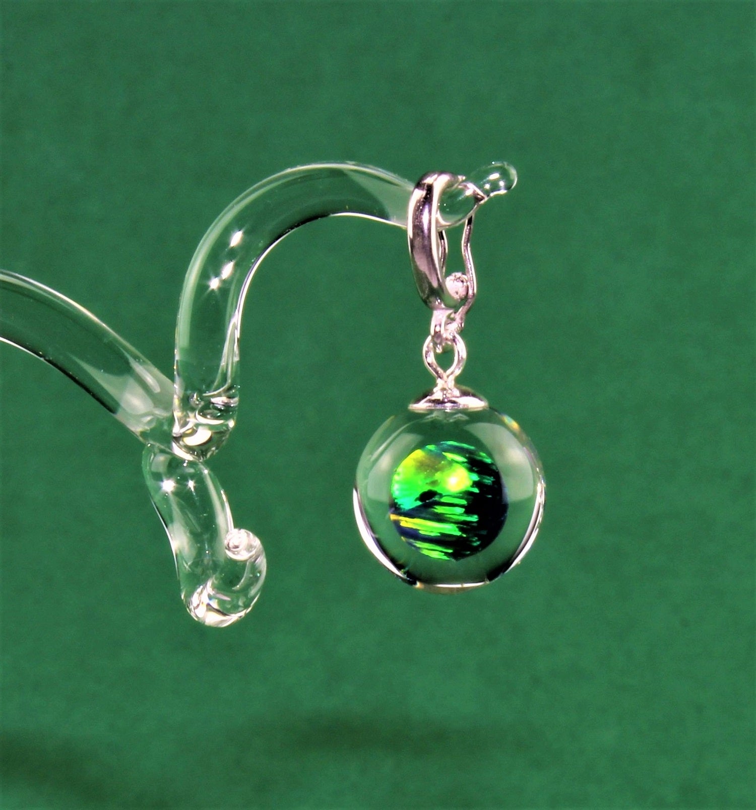 Anhänger Opal Green, D12 mm . 925/000 Silber rhodiniert