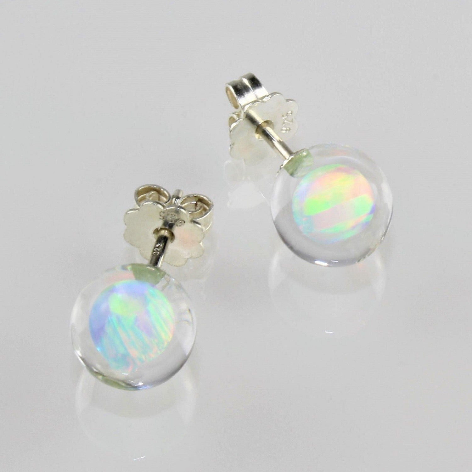 Ohrstecker, Opal verschiedene Farben, 8 mm