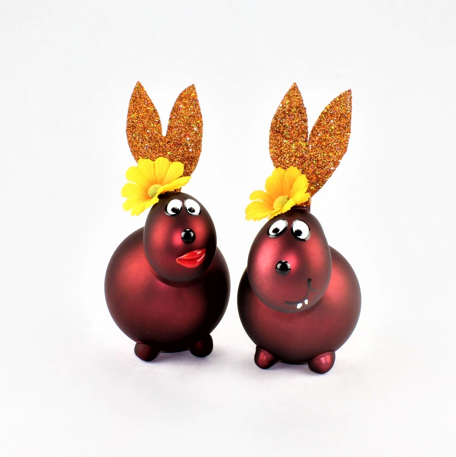 Bunny donkerrood mat, met decoratie, mat, borosilicaatglas 3,3 Duran