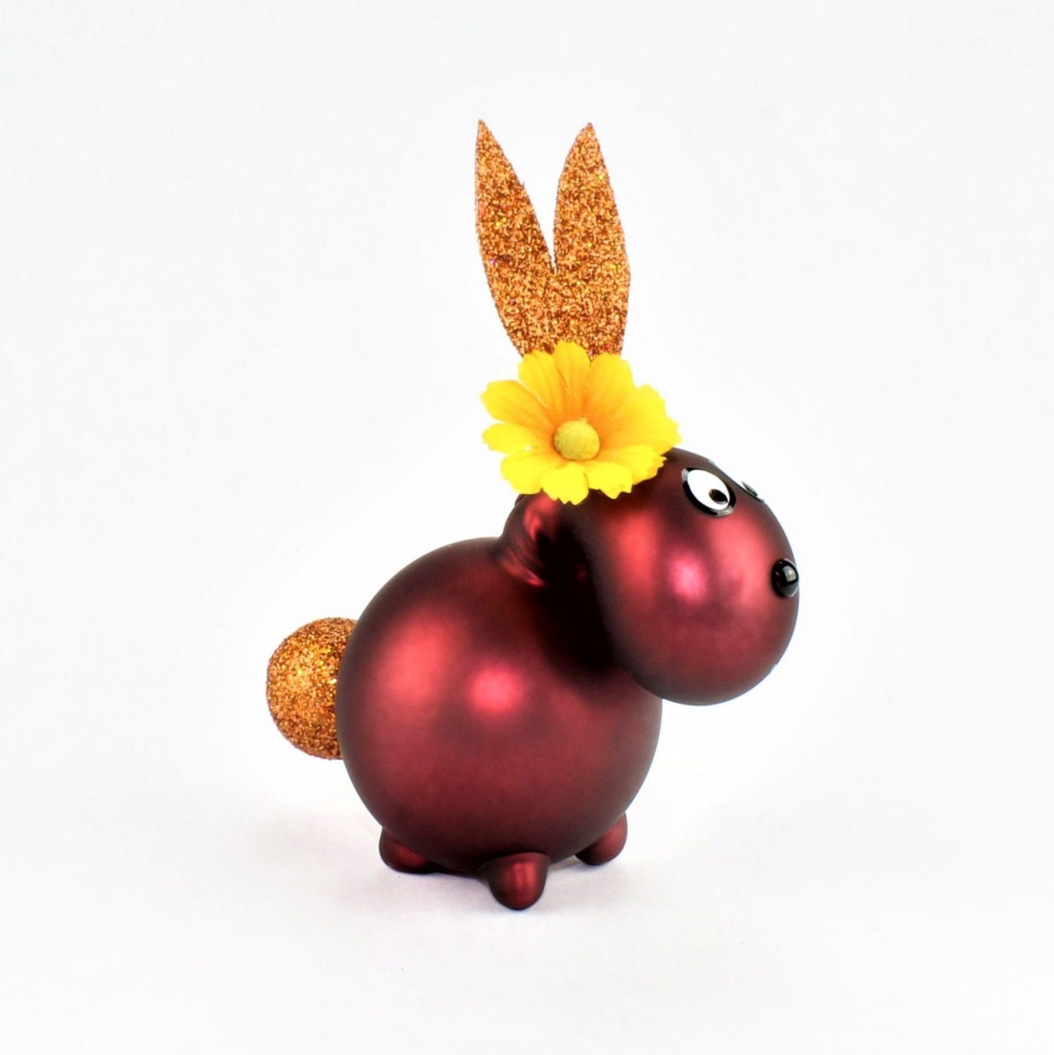 Bunny donkerrood mat, met decoratie, mat, borosilicaatglas 3,3 Duran