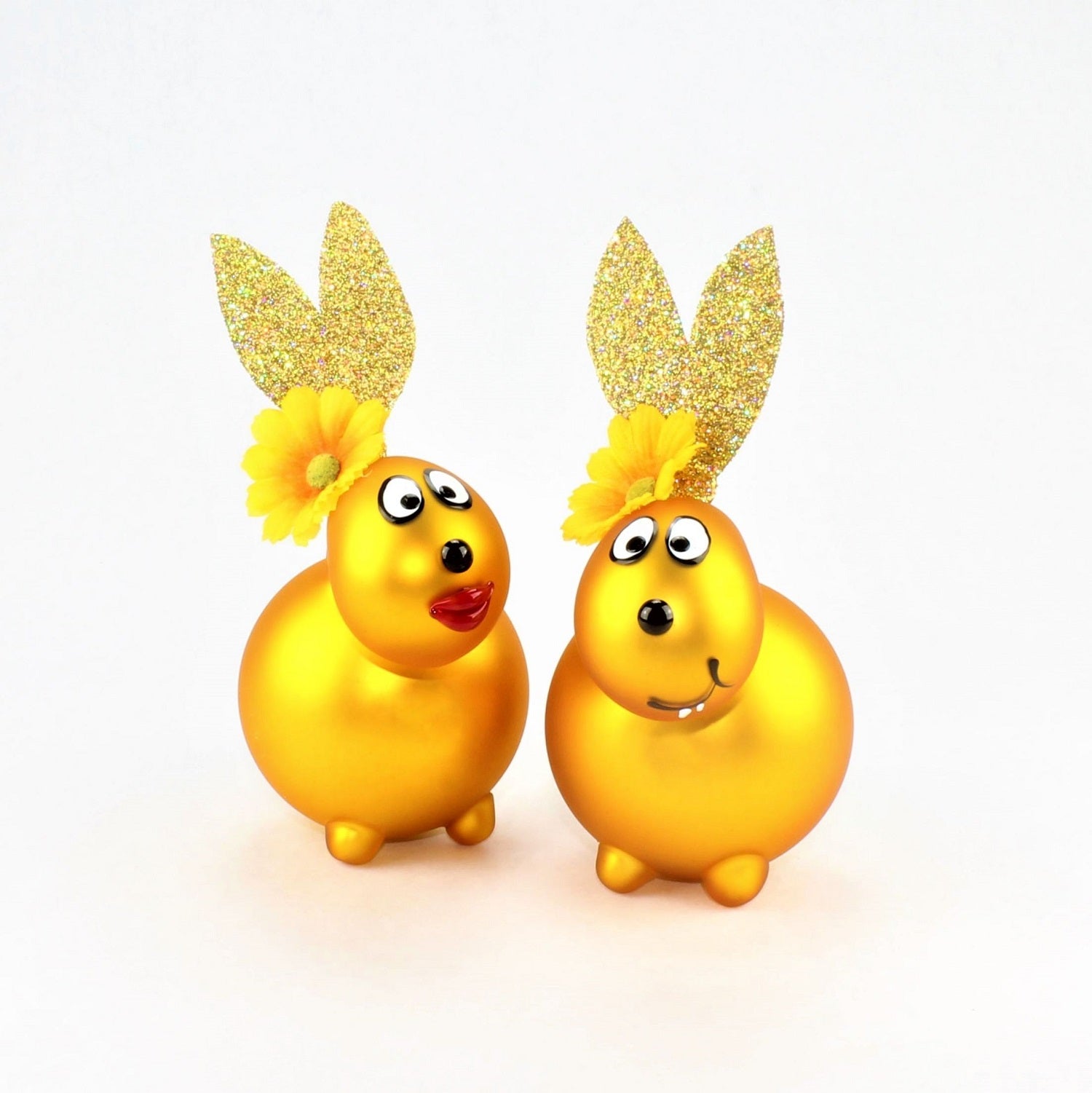 Lapin doré mat avec décoration, verre borosilicaté 3.3 Duran