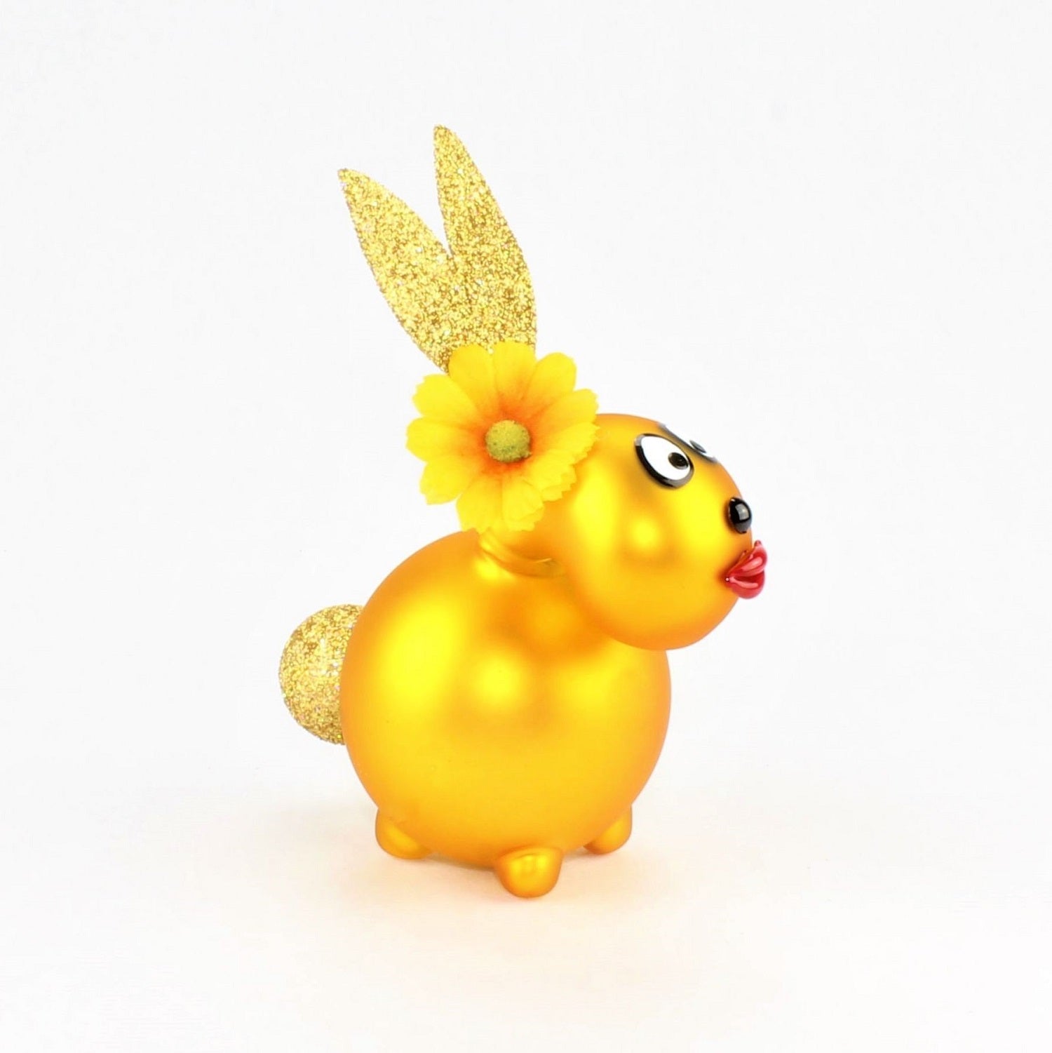 Lapin doré mat avec décoration, verre borosilicaté 3.3 Duran