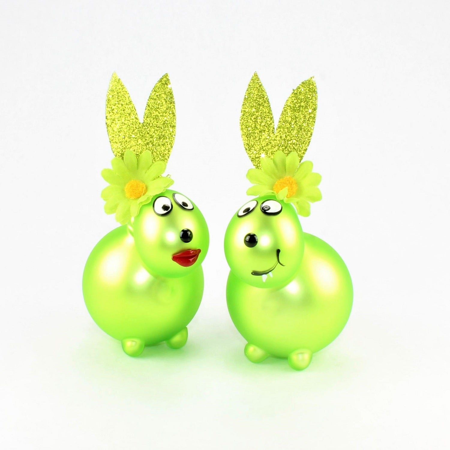 Coniglio ultra verde opaco con e senza bocca da baciare, con decorazione, vetro borosilicato 3,3 Duran