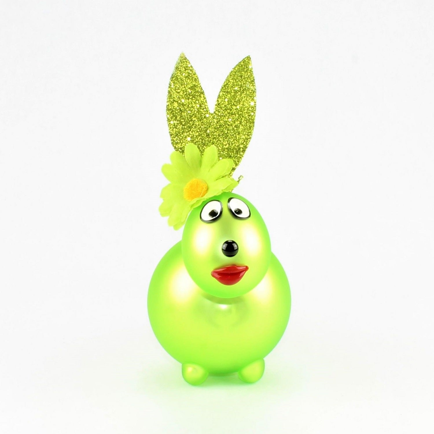 Coniglio ultra verde opaco con e senza bocca da baciare, con decorazione, vetro borosilicato 3,3 Duran