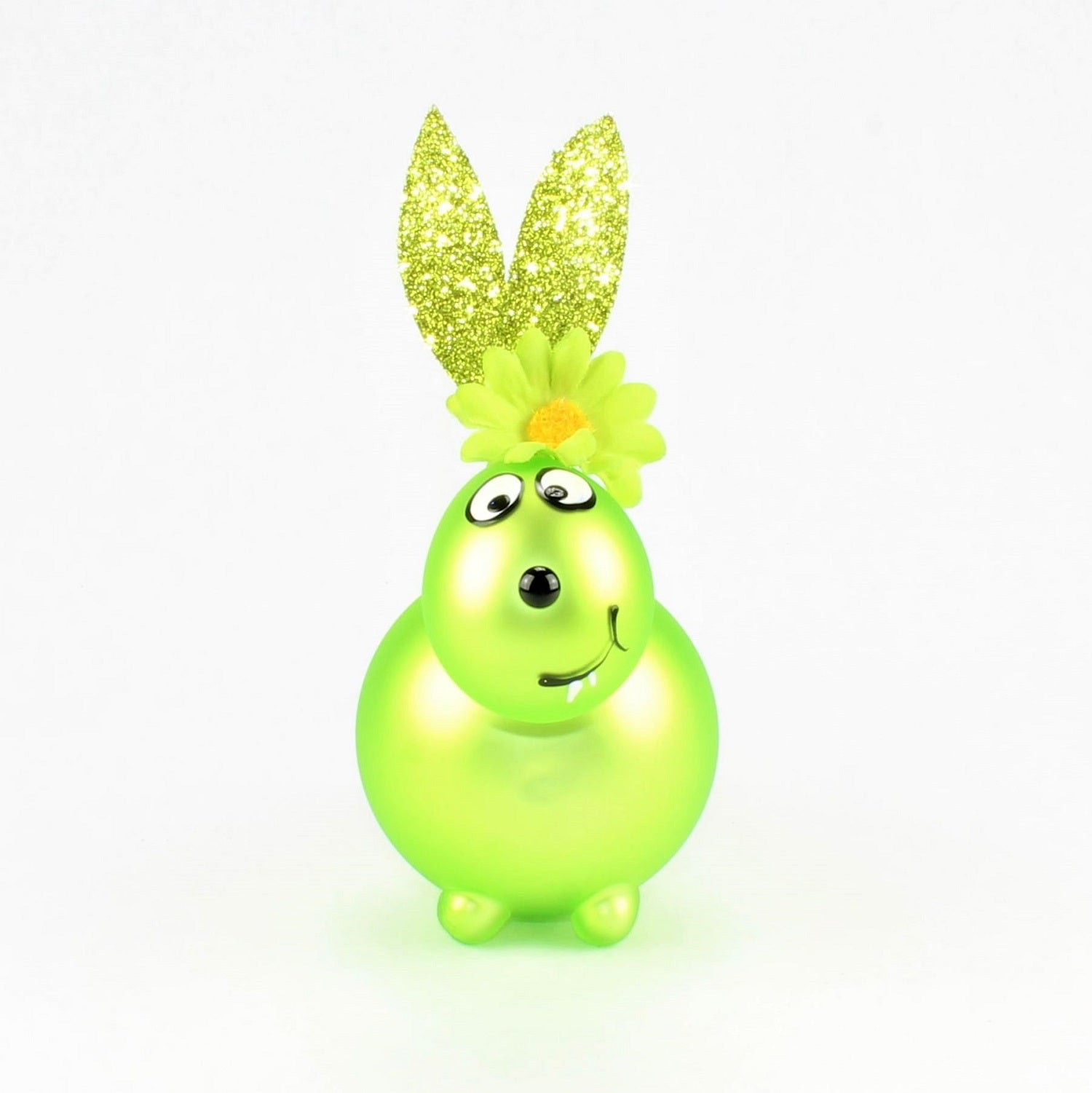 Coniglio ultra verde opaco con e senza bocca da baciare, con decorazione, vetro borosilicato 3,3 Duran
