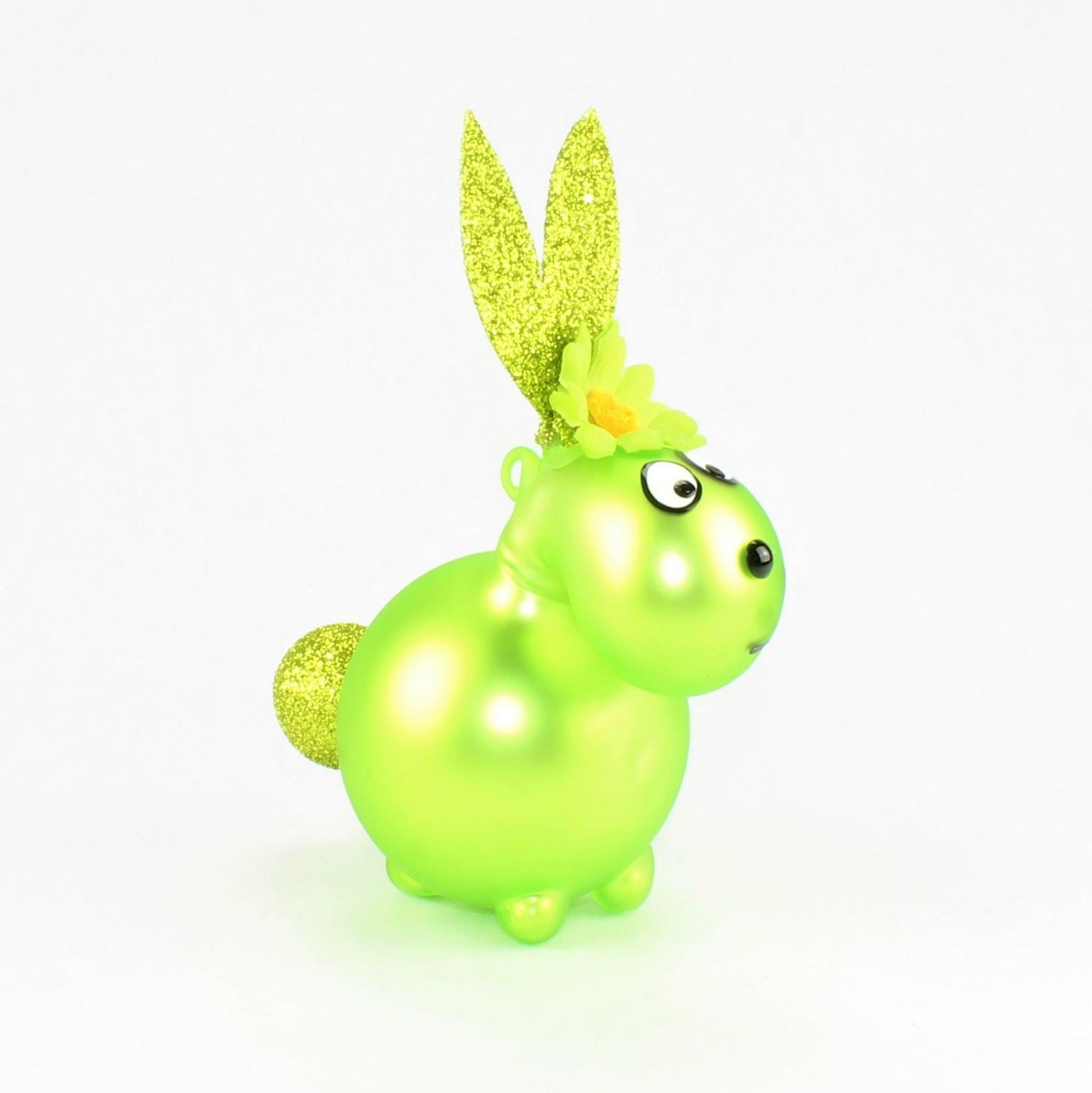 Coniglio ultra verde opaco con e senza bocca da baciare, con decorazione, vetro borosilicato 3,3 Duran