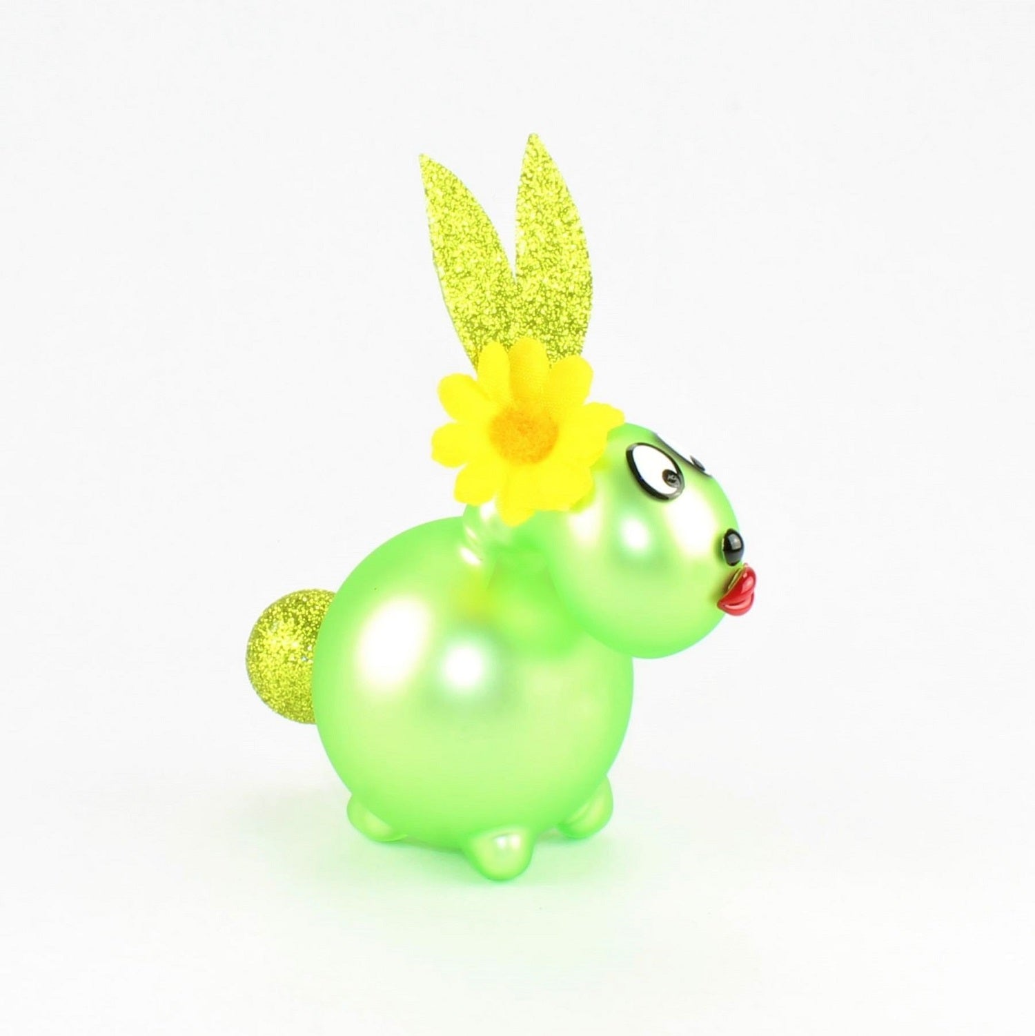 Coniglietto verde chiaro opaco con e senza bocca da bacio, con decorazione, vetro borosilicato 3,3 Duran