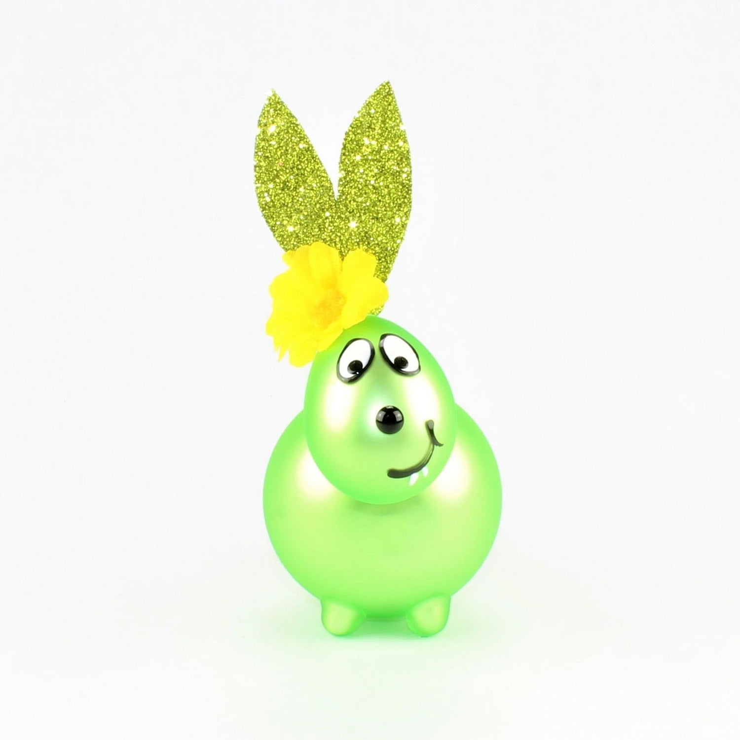 Coniglietto verde chiaro opaco con e senza bocca da bacio, con decorazione, vetro borosilicato 3,3 Duran