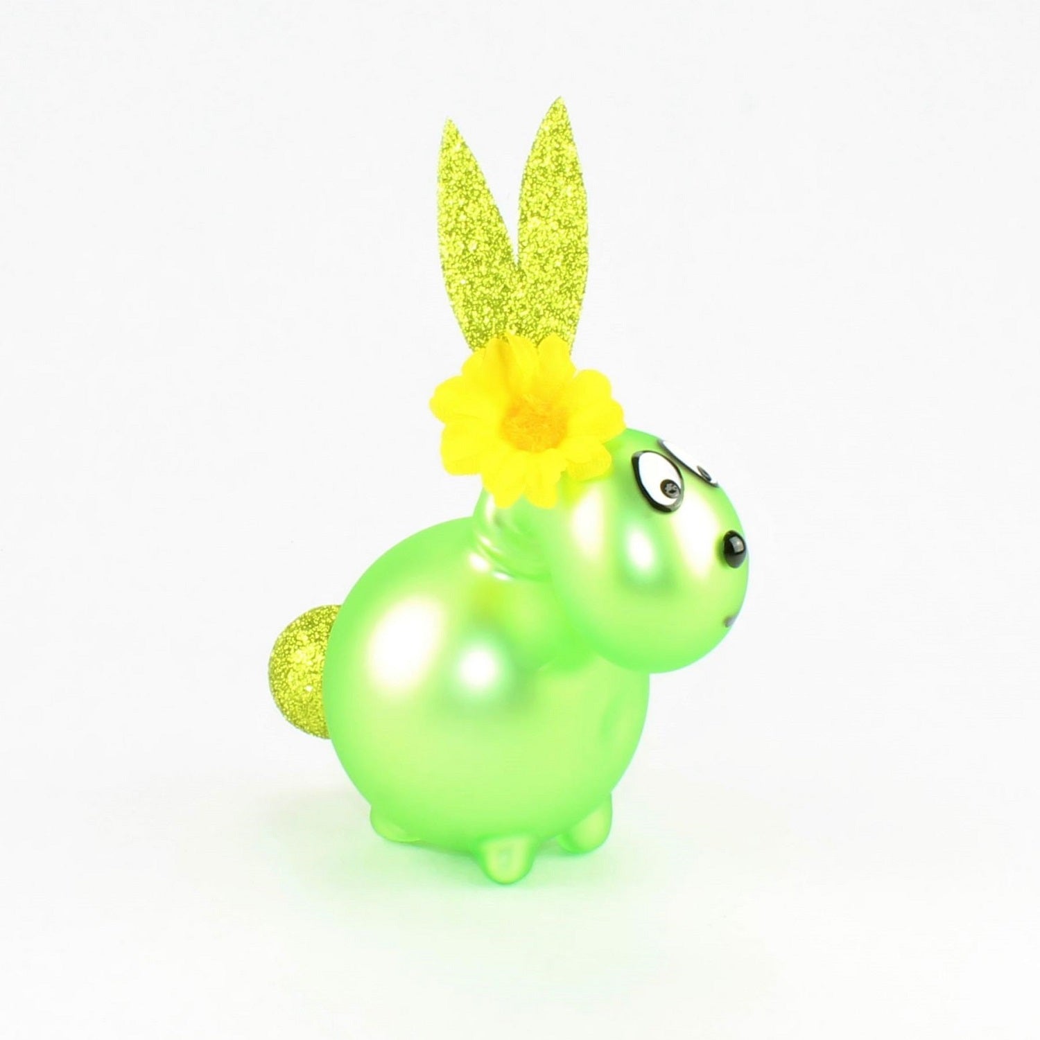 Coniglietto verde chiaro opaco con e senza bocca da bacio, con decorazione, vetro borosilicato 3,3 Duran