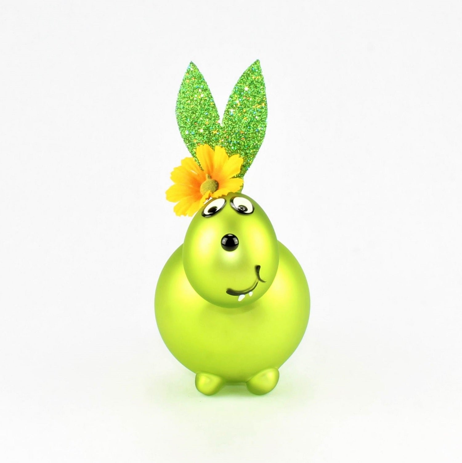 Coniglietto May verde opaco con e senza bocca da bacio, con decorazione, vetro borosilicato 3,3 Duran