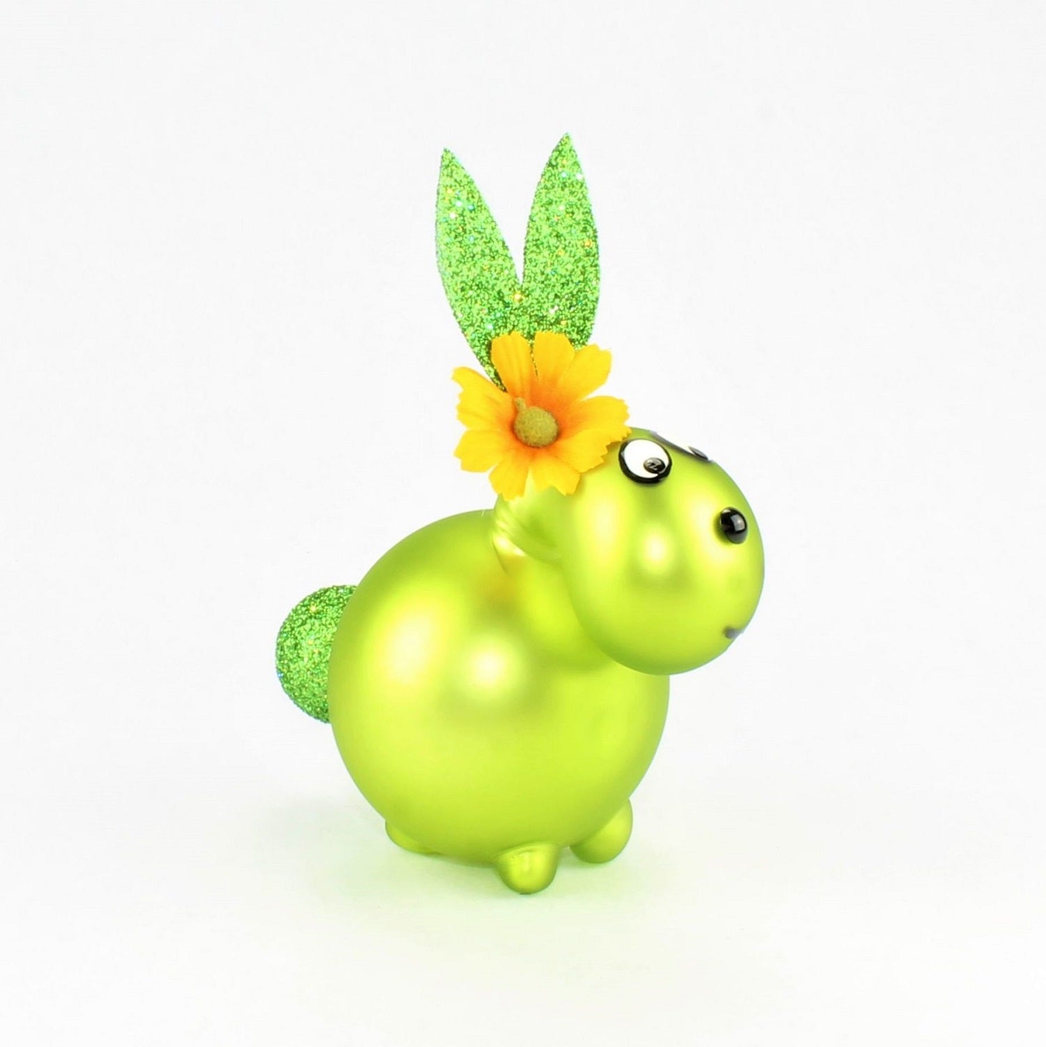 Coniglietto May verde opaco con e senza bocca da bacio, con decorazione, vetro borosilicato 3,3 Duran
