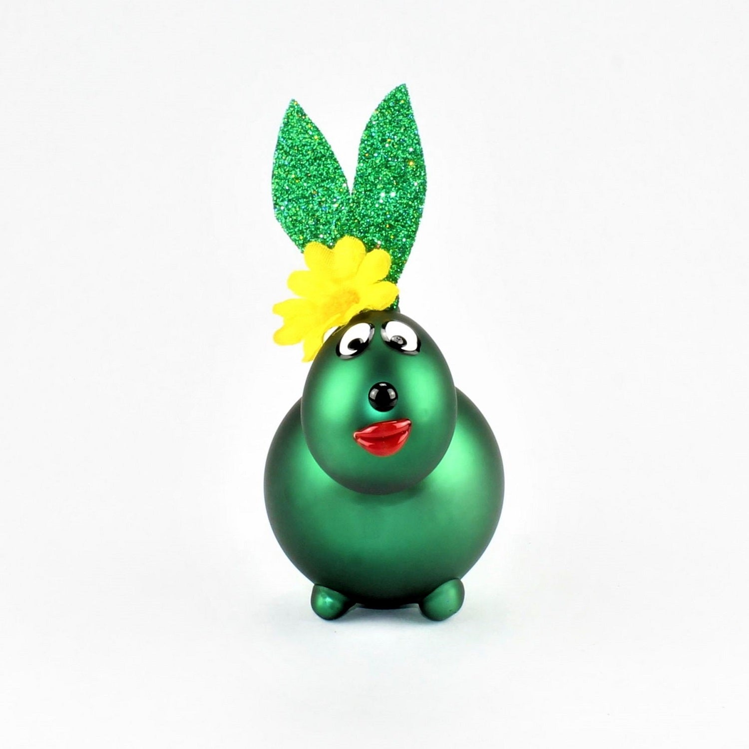 Lapin vert sapin mat avec et sans bouche à baiser, avec décoration, verre borosilicaté 3.3 Duran