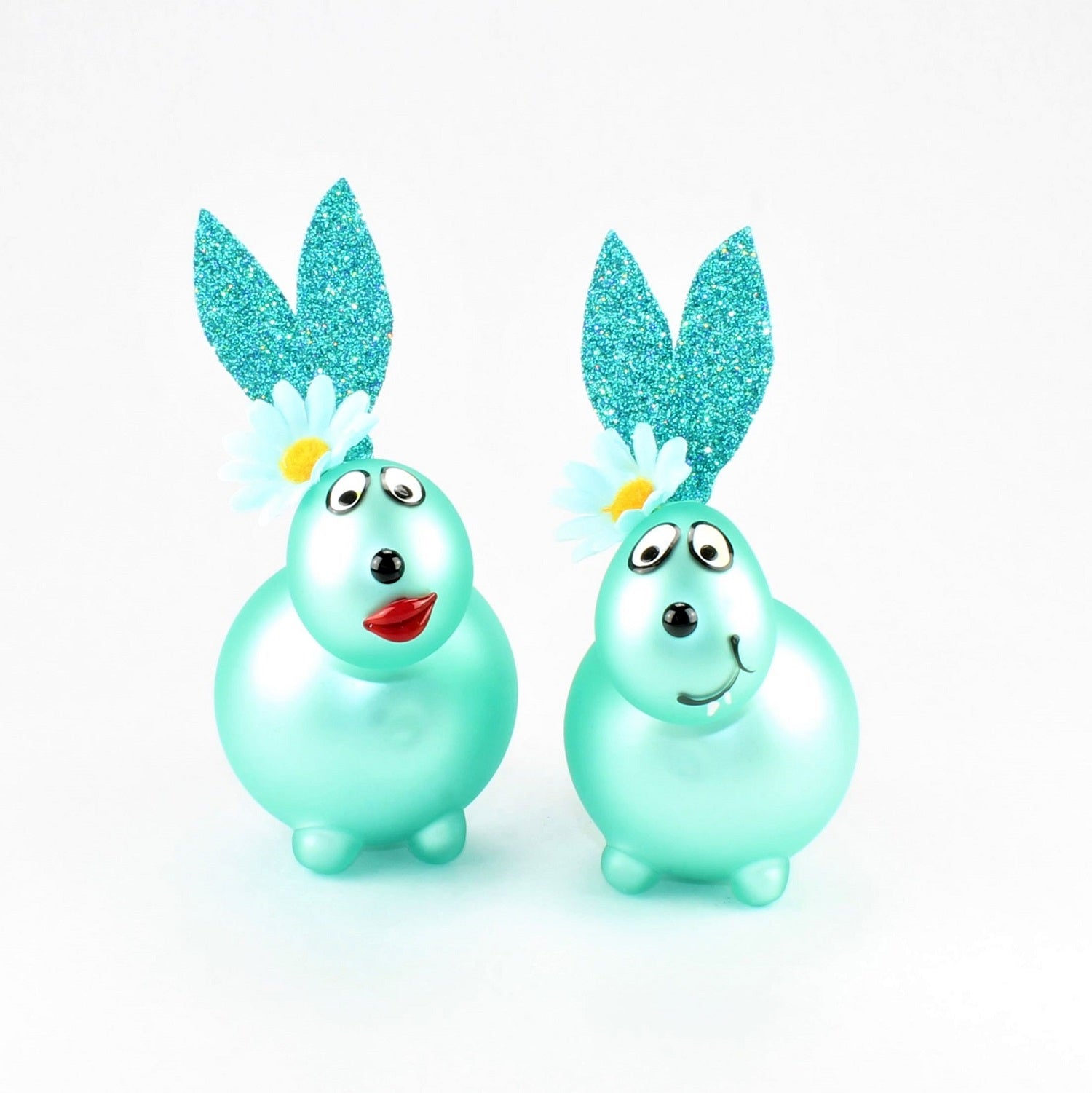 Lapin Malachite mat avec et sans bouche à baiser, avec décoration, verre borosilicaté 3.3 Duran