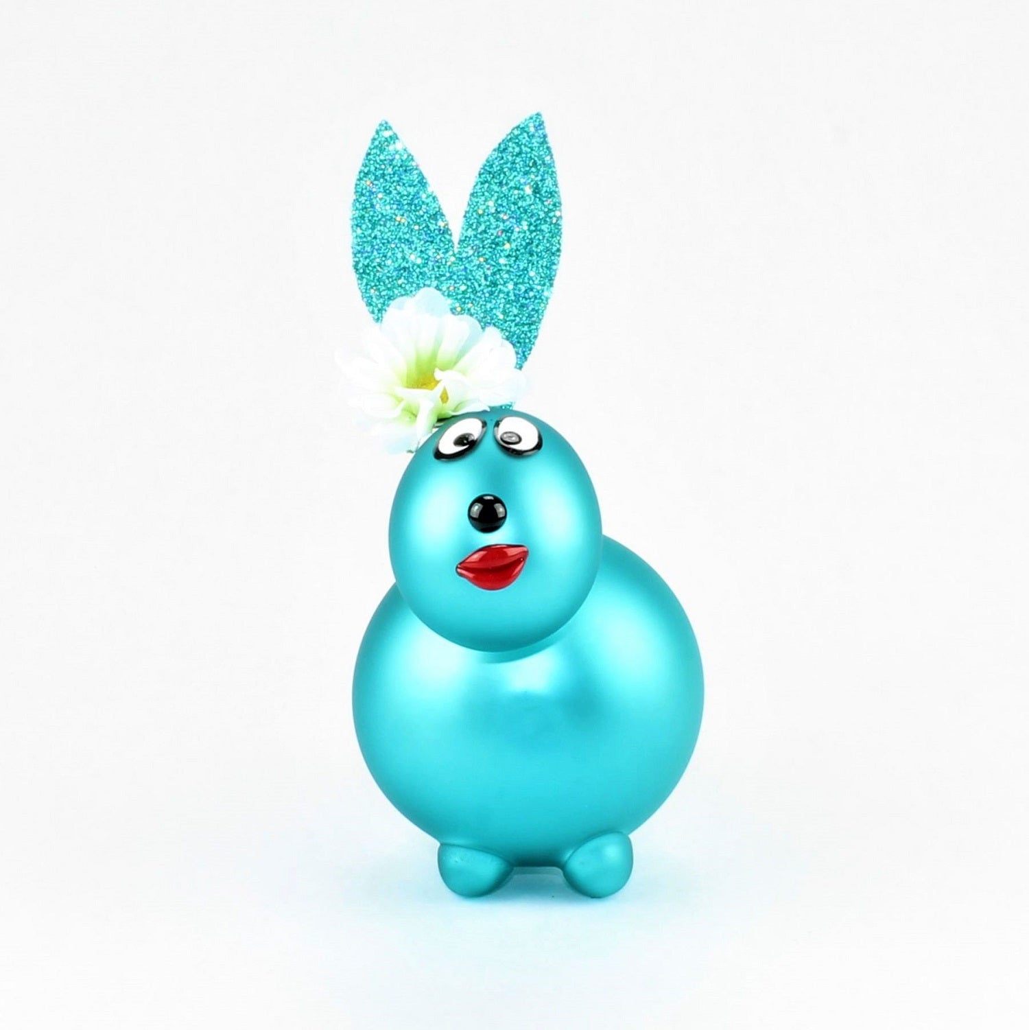 Lapin turquoise mat avec et sans bouche à baiser, avec décoration, verre borosilicaté 3.3 Duran