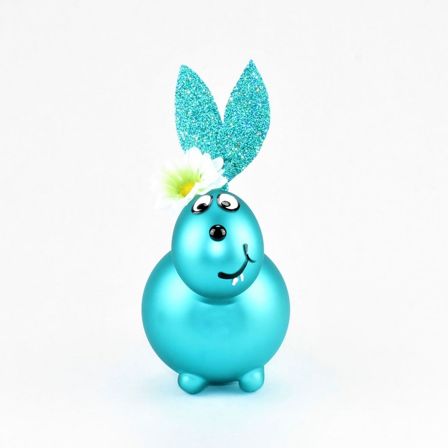 Lapin turquoise mat avec et sans bouche à baiser, avec décoration, verre borosilicaté 3.3 Duran