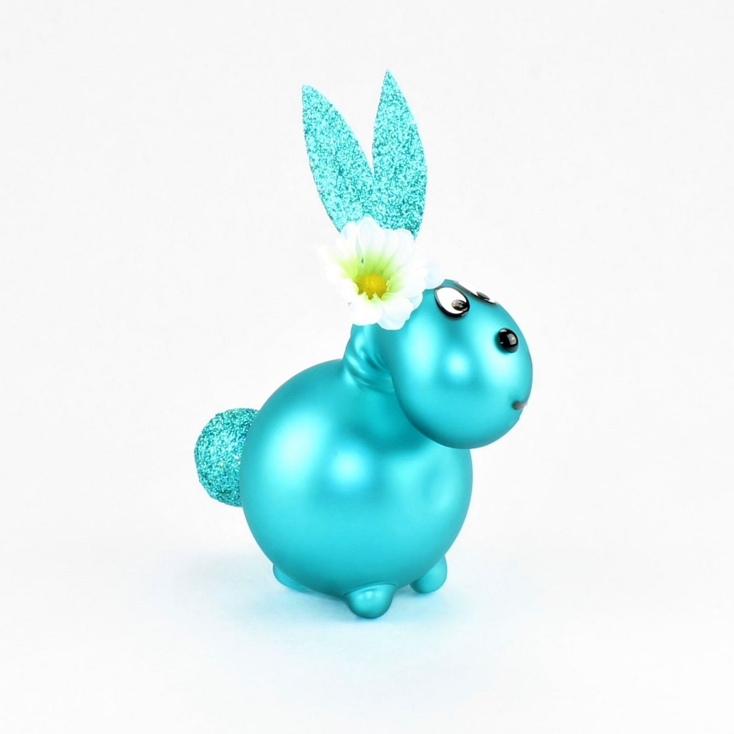 Lapin turquoise mat avec et sans bouche à baiser, avec décoration, verre borosilicaté 3.3 Duran