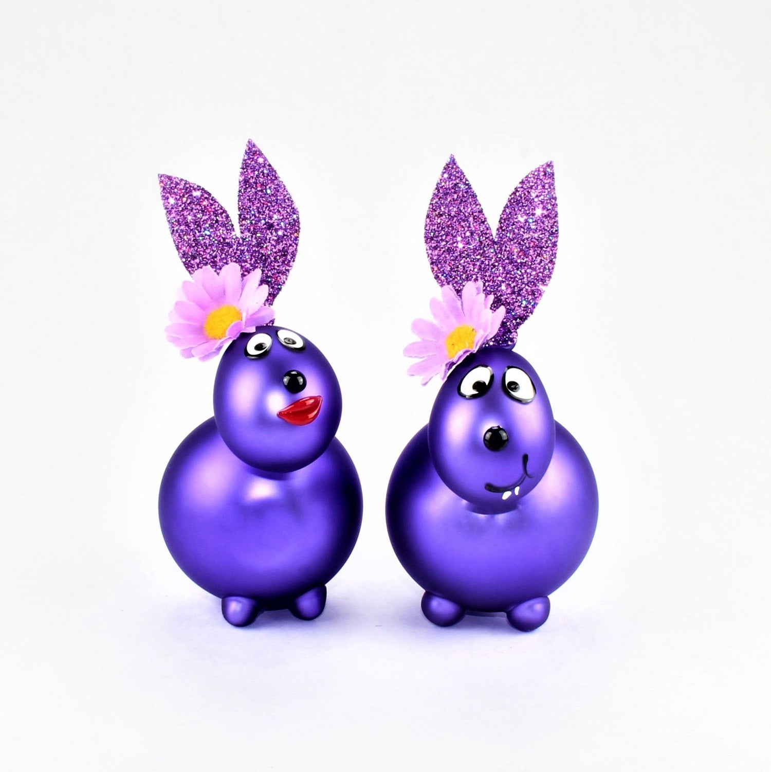 Coniglio opaco viola con e senza bocca da baciare, con decorazione, vetro borosilicato 3,3 Duran