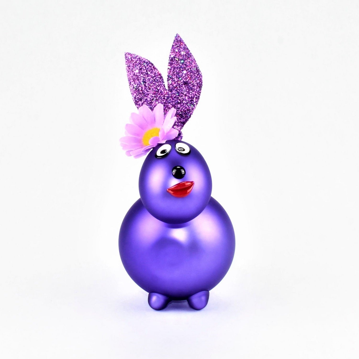 Coniglio opaco viola con e senza bocca da baciare, con decorazione, vetro borosilicato 3,3 Duran