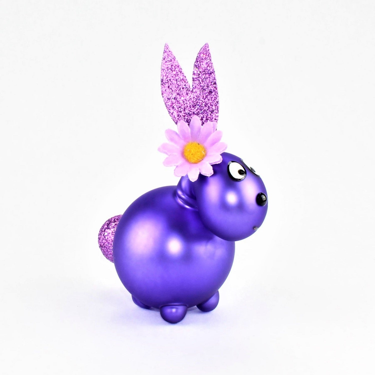 Coniglio opaco viola con e senza bocca da baciare, con decorazione, vetro borosilicato 3,3 Duran