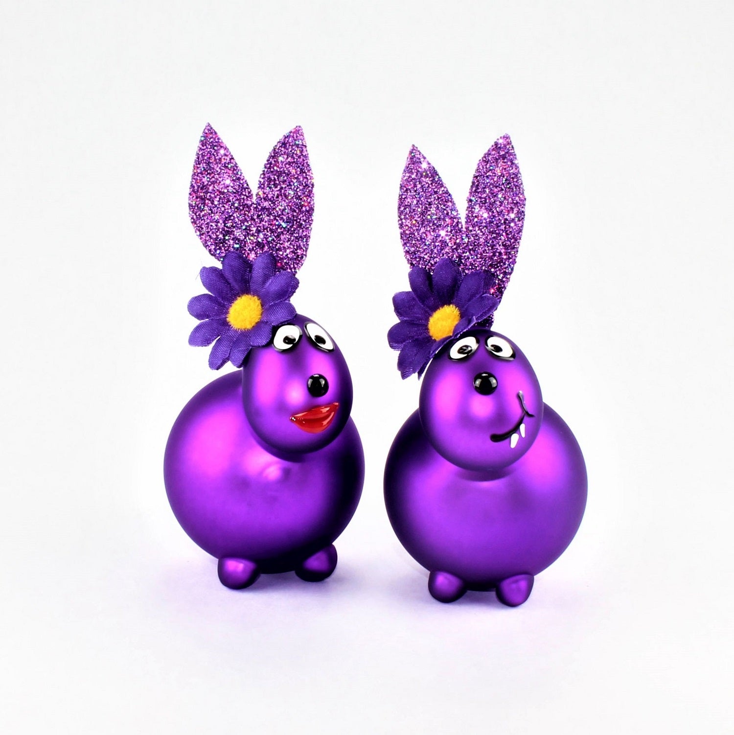 Lapin sauge mat avec et sans bouche à baiser, avec décoration, verre borosilicaté 3.3 Duran