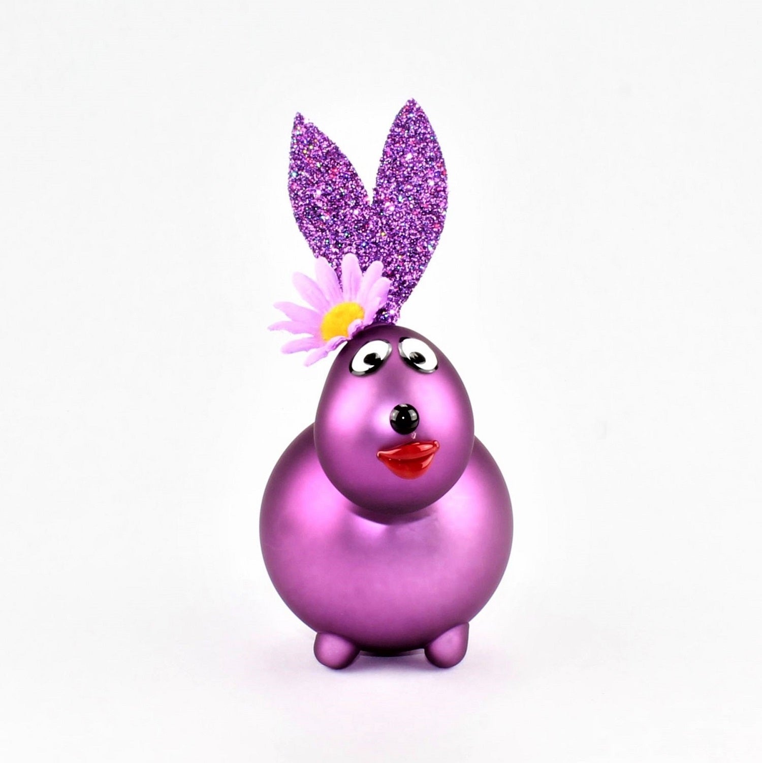 Lapin aubergine mat avec et sans bouche à baiser, avec décoration, verre borosilicaté 3.3 Duran