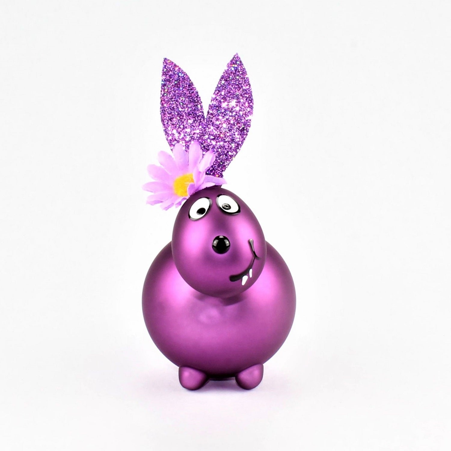 Lapin aubergine mat avec et sans bouche à baiser, avec décoration, verre borosilicaté 3.3 Duran