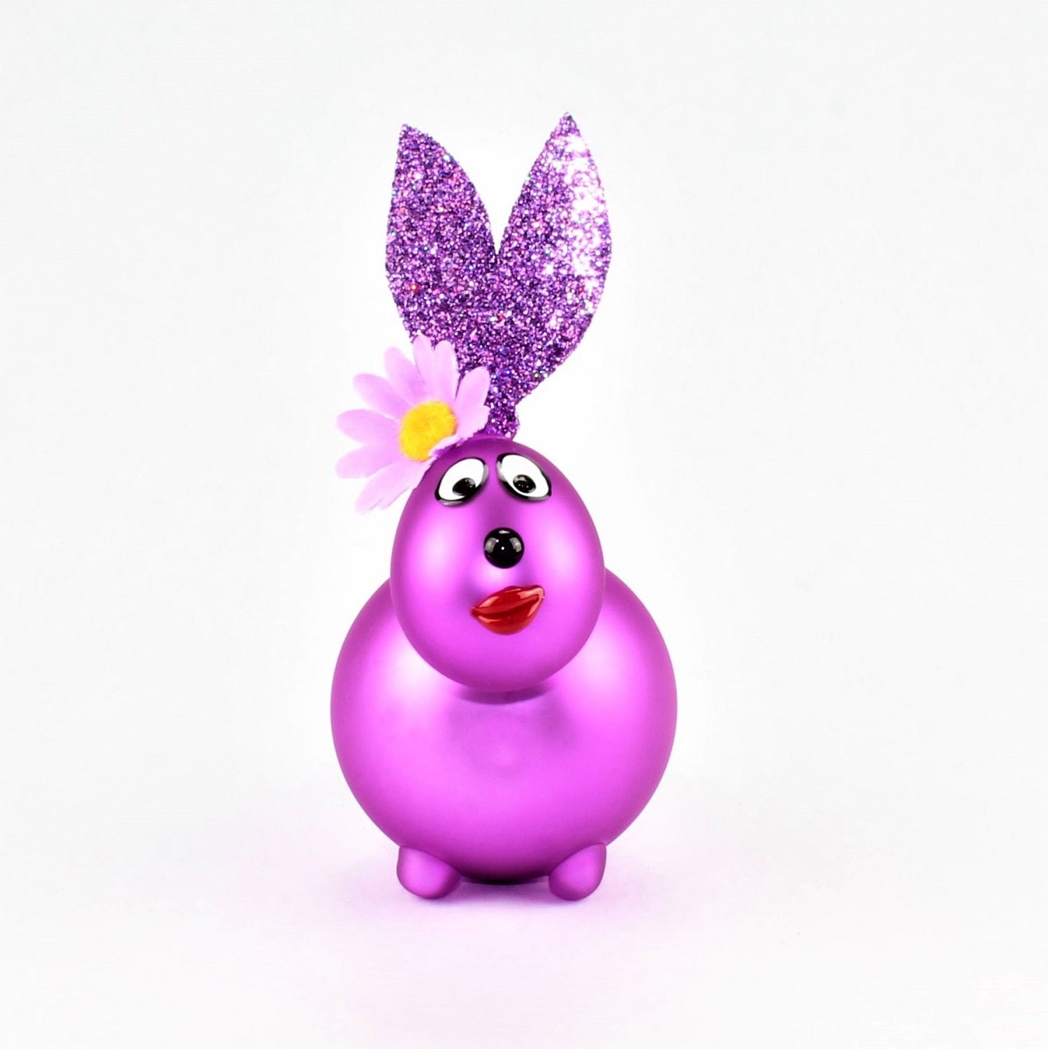 Lapin Violet rougeâtre mat avec et sans bouche à baiser, avec décoration, verre borosilicaté 3.3 Duran