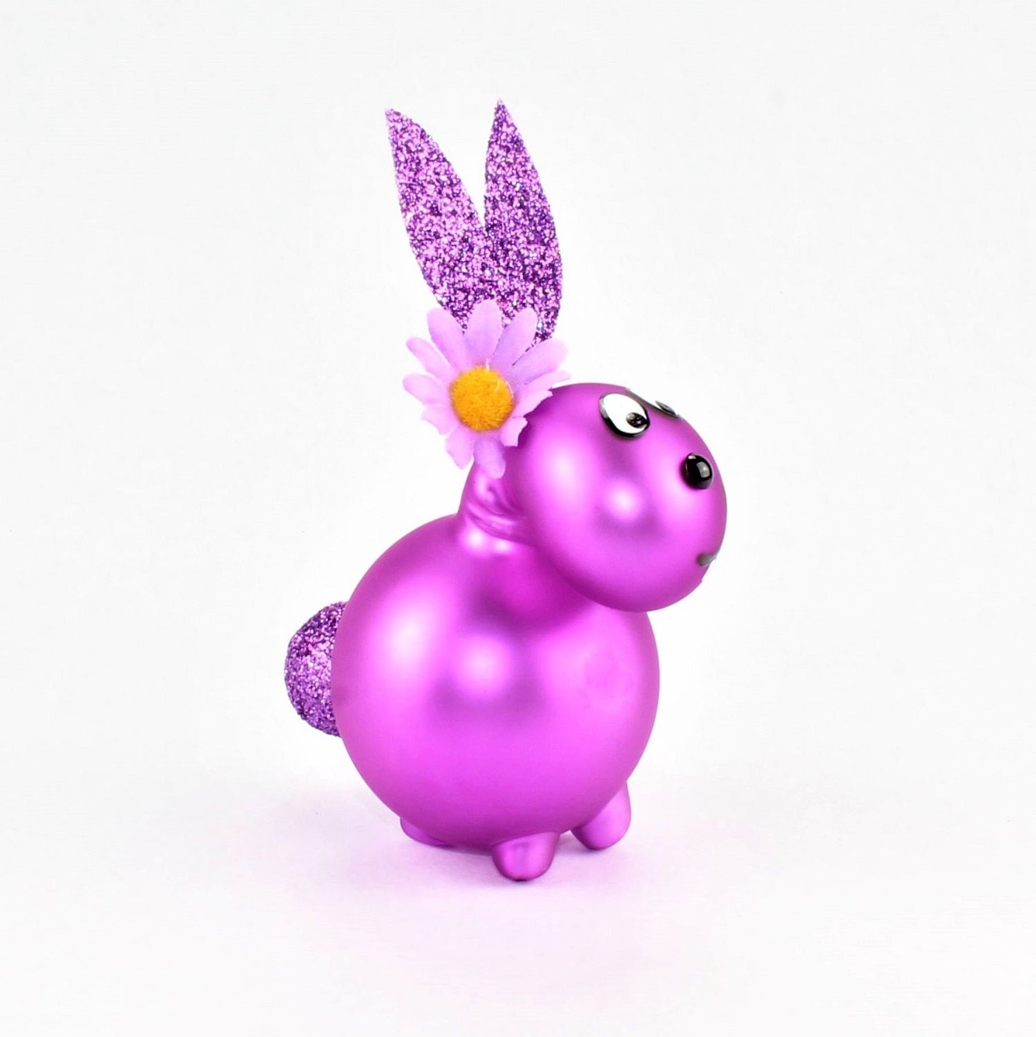 Lapin Violet rougeâtre mat avec et sans bouche à baiser, avec décoration, verre borosilicaté 3.3 Duran