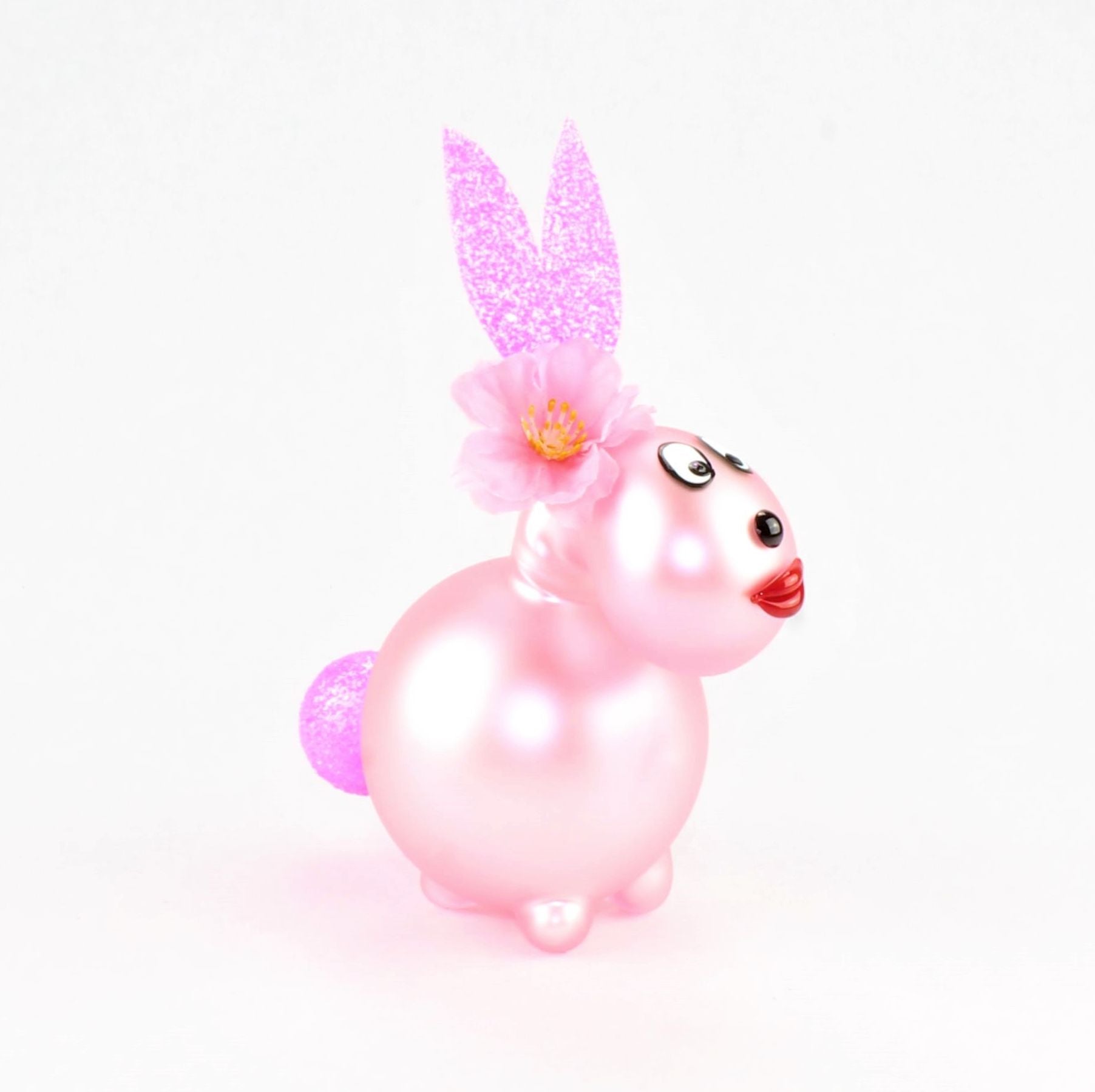 Bunny Rose` smerigliata con e senza bocca da bacio, con decorazione, vetro borosilicato 3,3 Duran