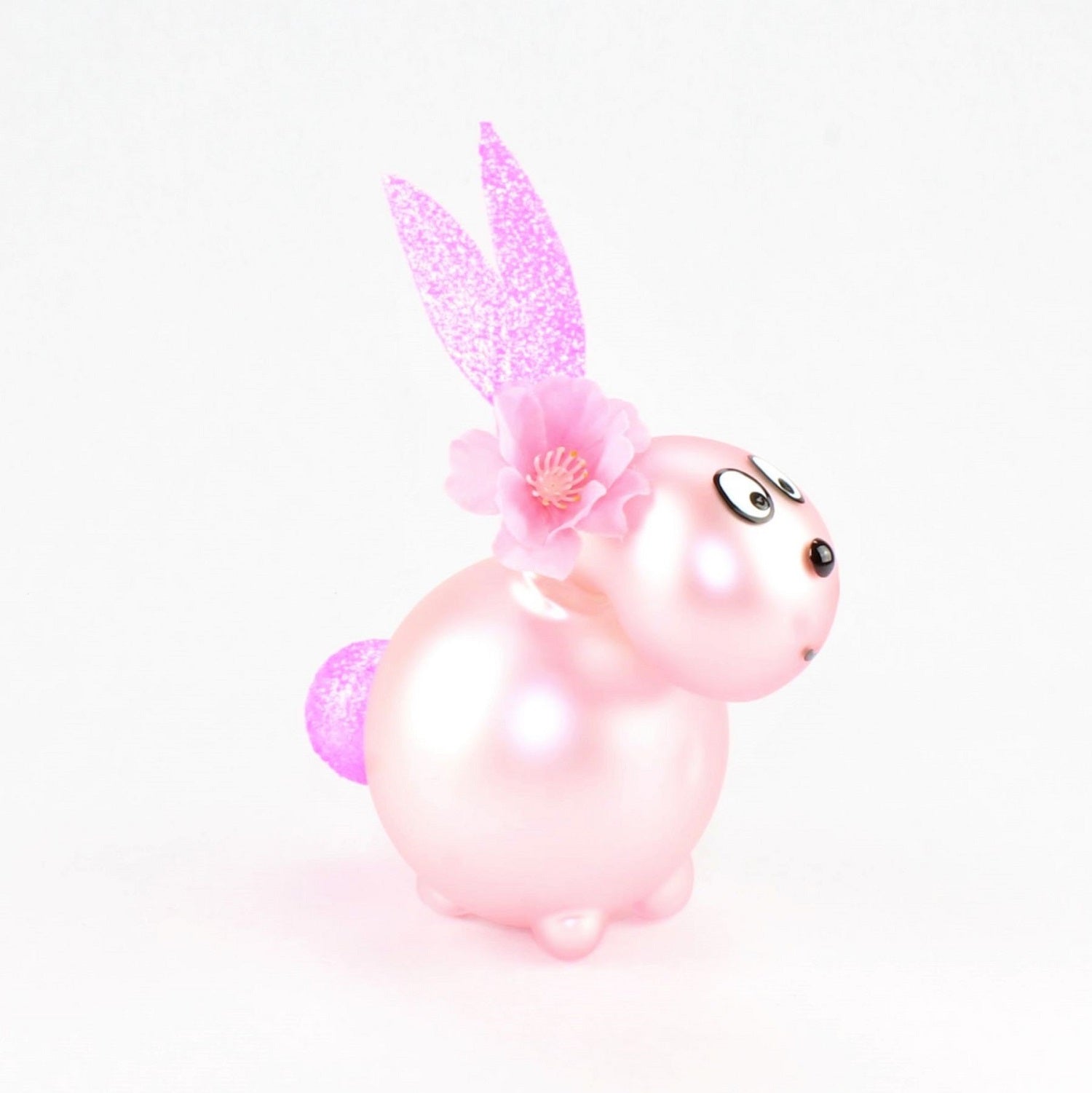 Bunny Rose` smerigliata con e senza bocca da bacio, con decorazione, vetro borosilicato 3,3 Duran