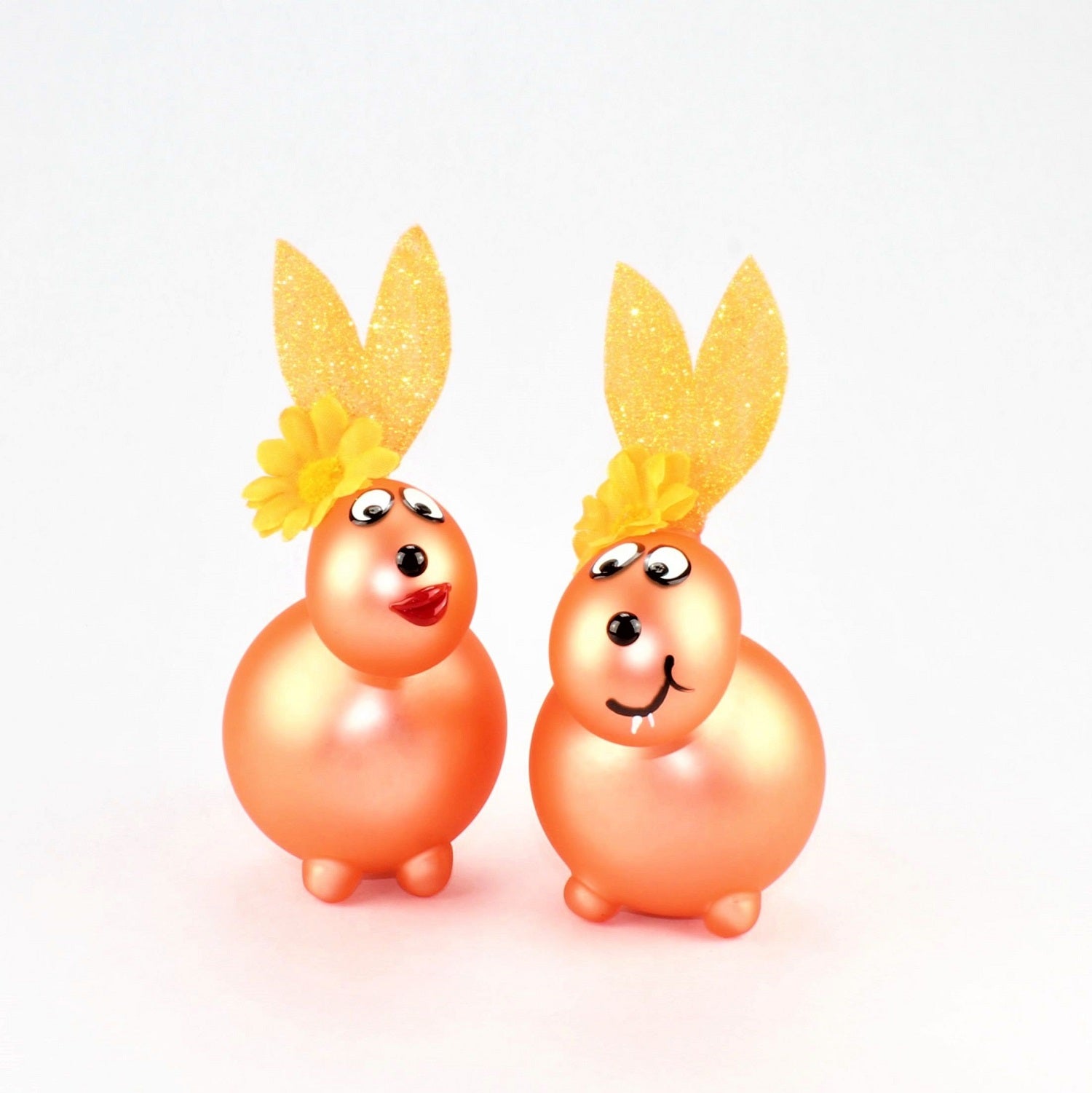 Lapin Camélia mat avec et sans bouche à baiser, avec décoration, verre borosilicaté 3.3 Duran
