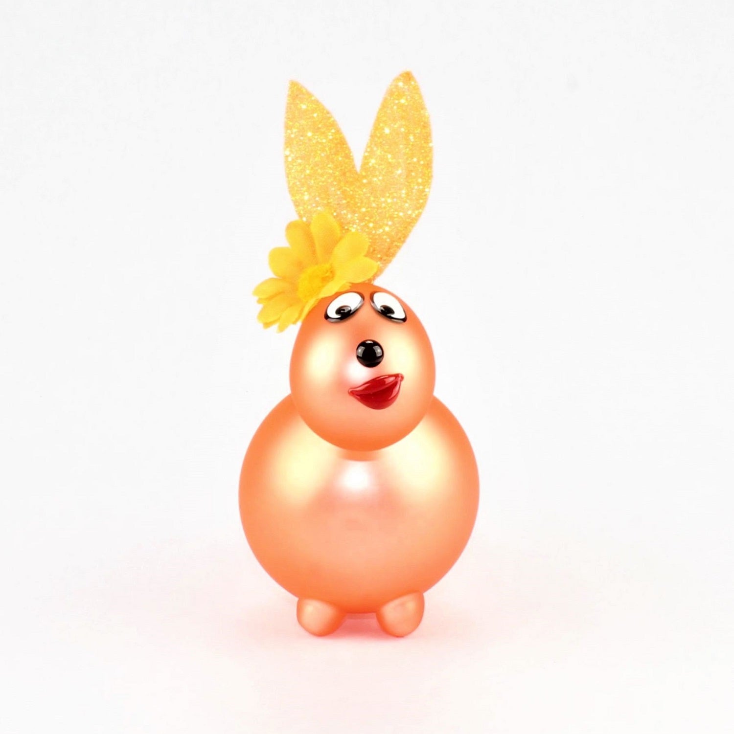 Lapin Camélia mat avec et sans bouche à baiser, avec décoration, verre borosilicaté 3.3 Duran
