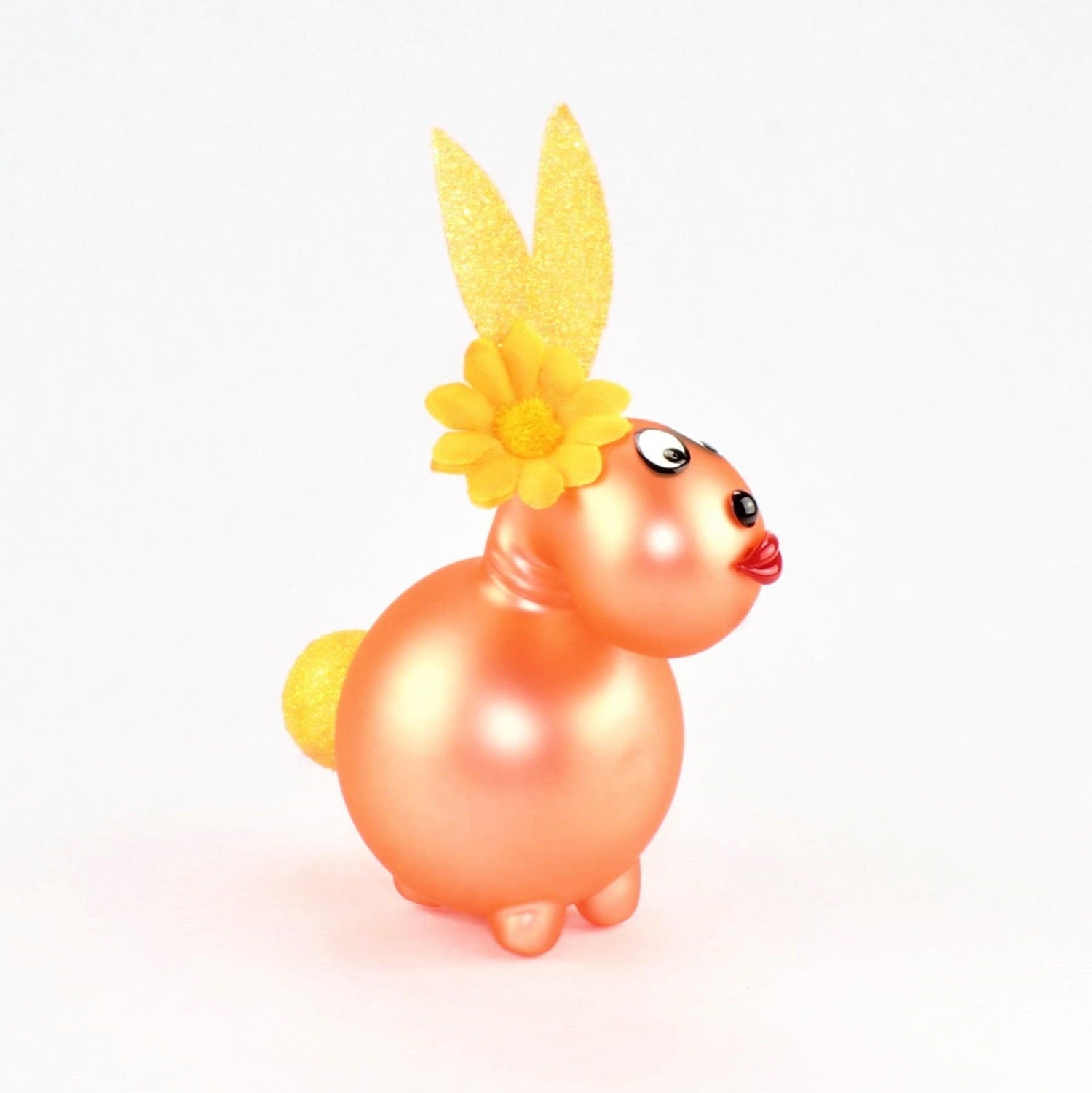 Lapin Camélia mat avec et sans bouche à baiser, avec décoration, verre borosilicaté 3.3 Duran