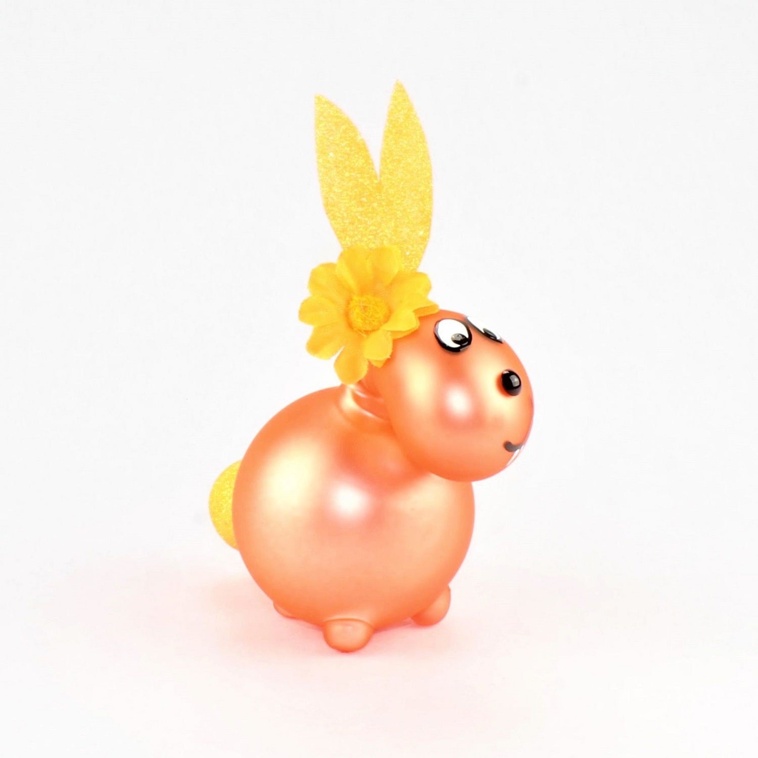 Lapin Camélia mat avec et sans bouche à baiser, avec décoration, verre borosilicaté 3.3 Duran