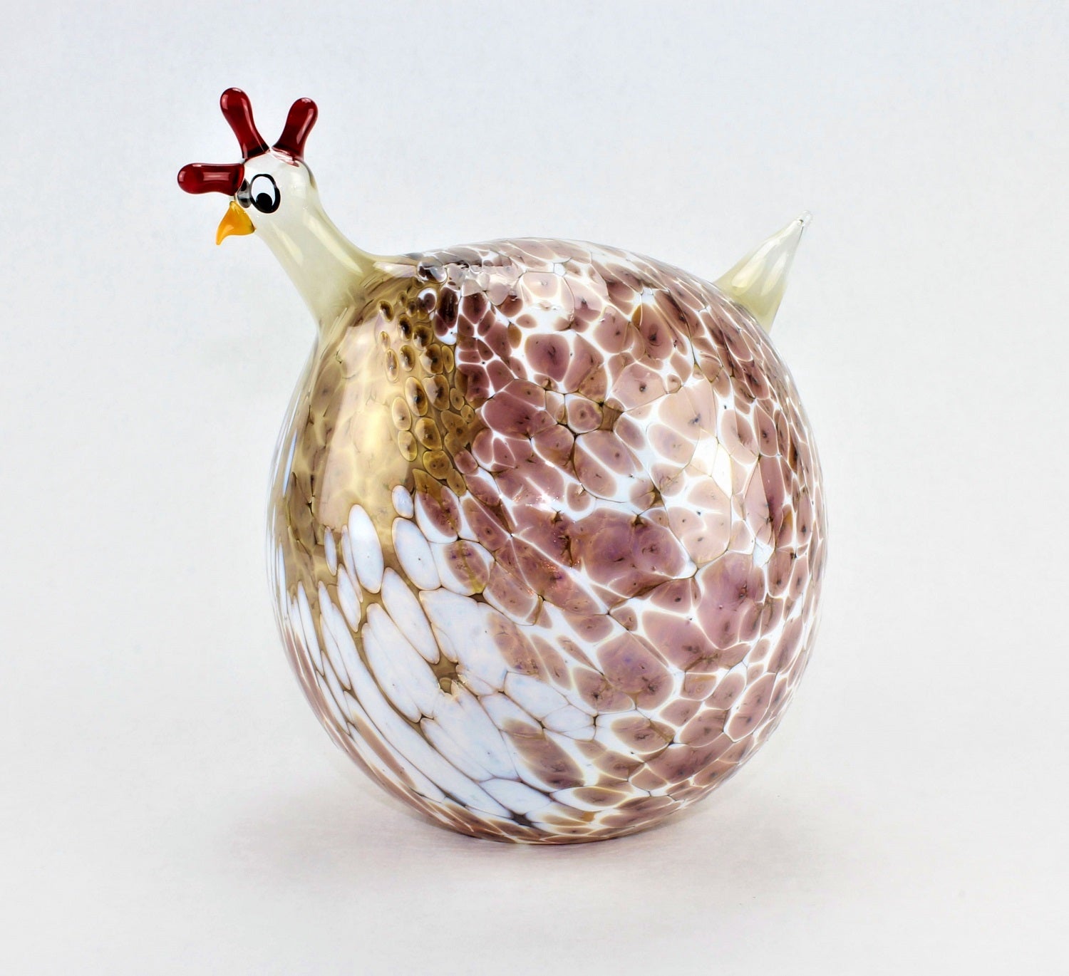 Pintade marbrée, caramel , verre, décoration