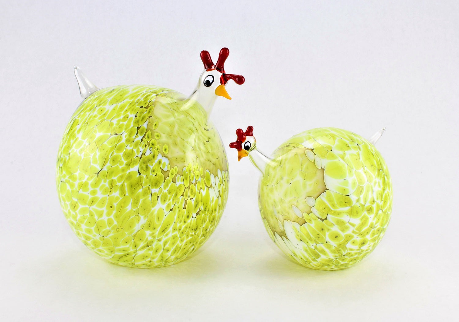 Pintade marbrée, ultra verte , verre, décoration