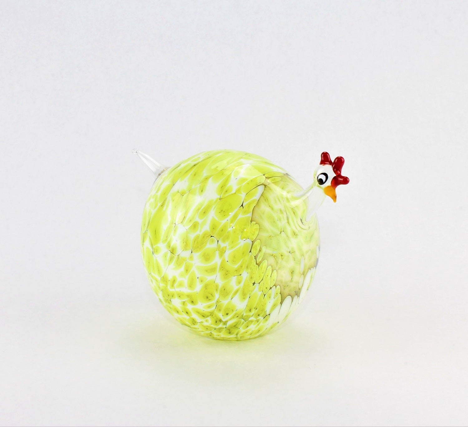 Pintade marbrée, ultra verte , verre, décoration