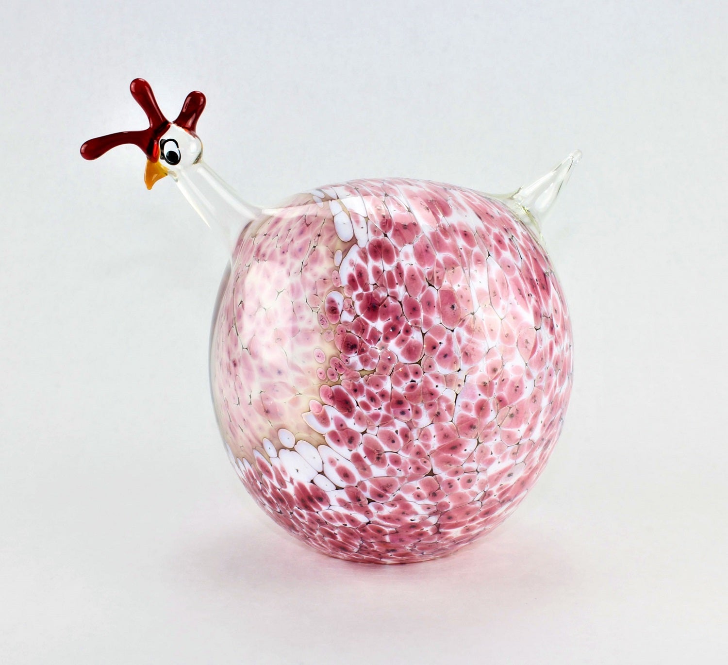 Pintade marbrée, rose, verre, décoration