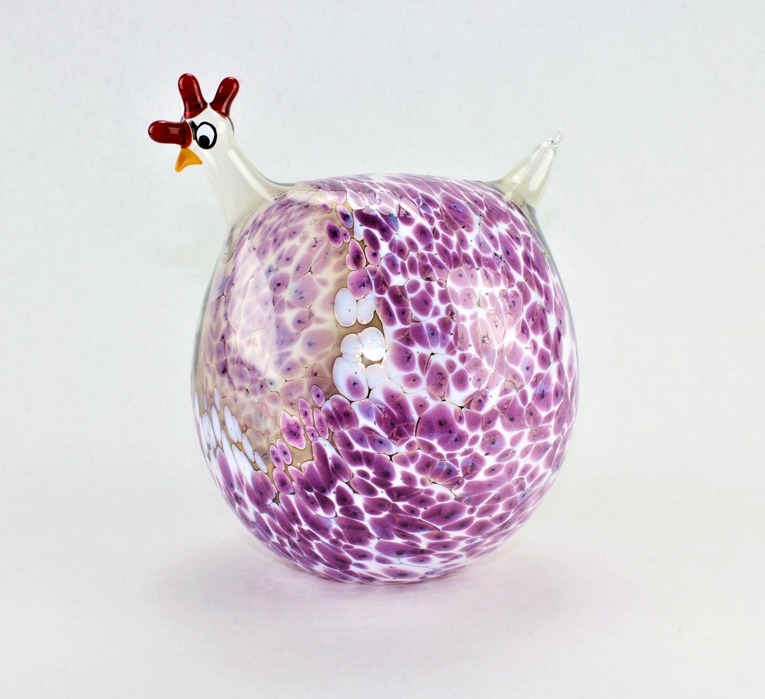 Pintade marbrée, pourpre, verre, décoration