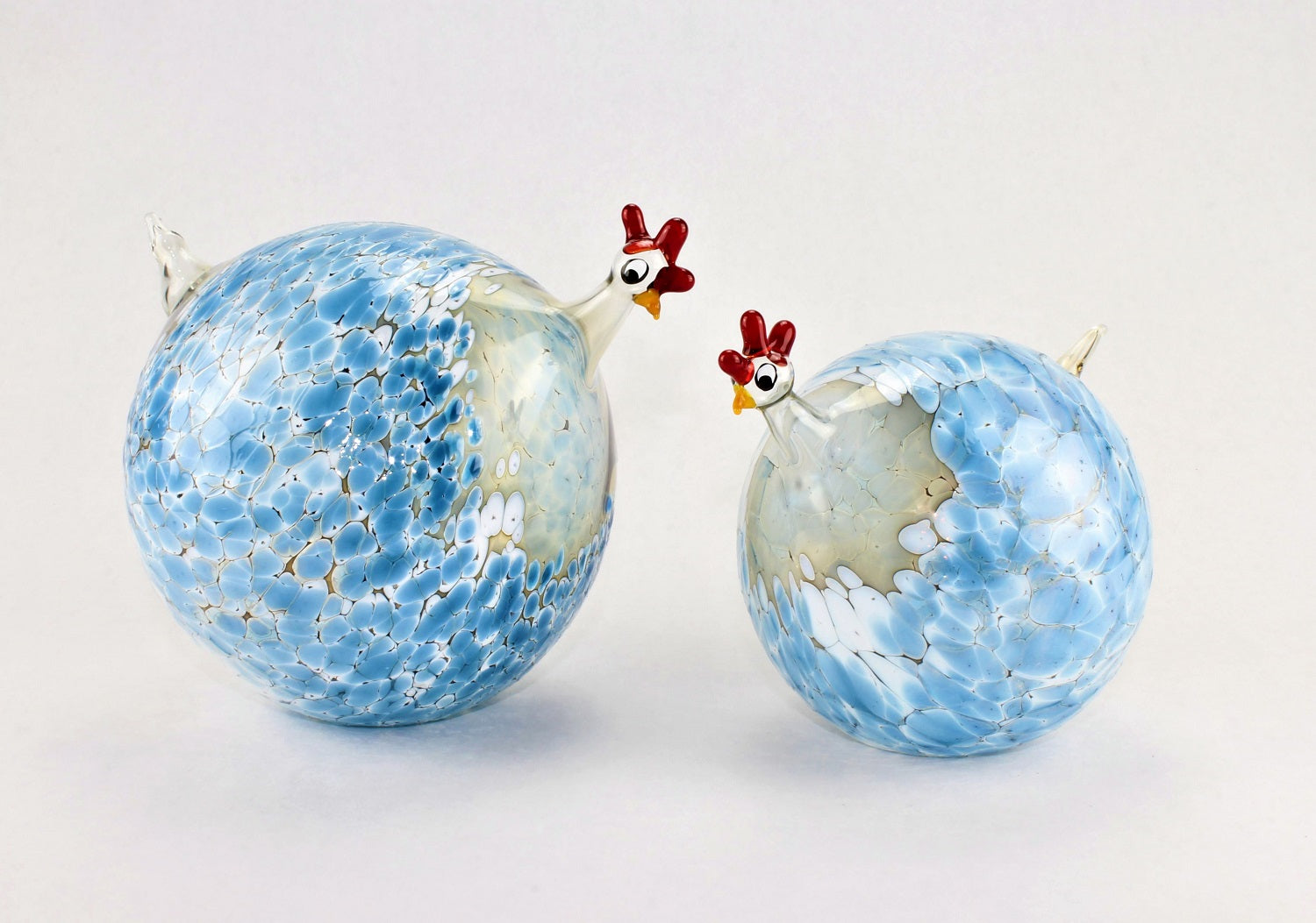 Pintade marbrée, bleu clair, verre, décoration