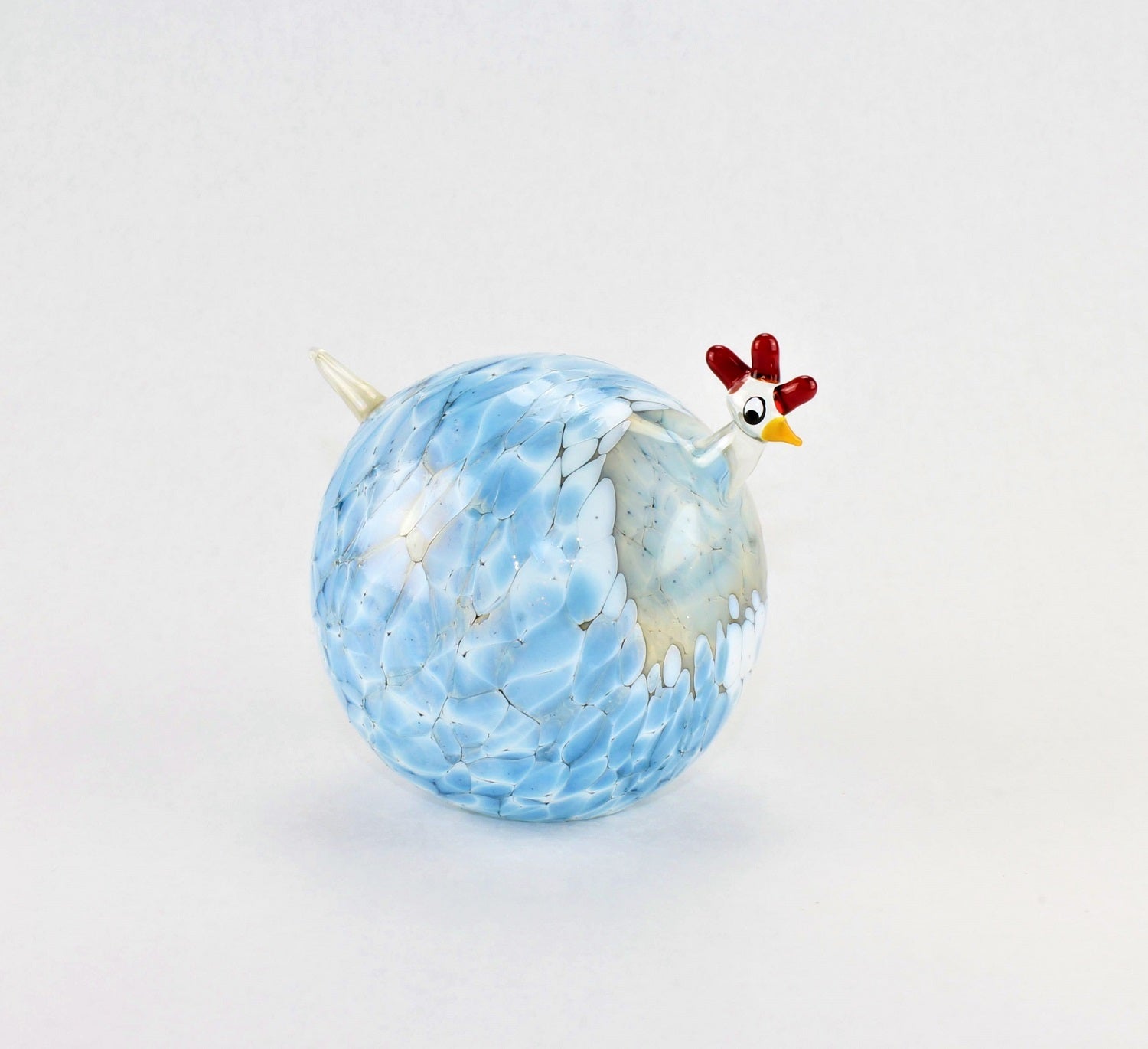 Pintade marbrée, bleu clair, verre, décoration
