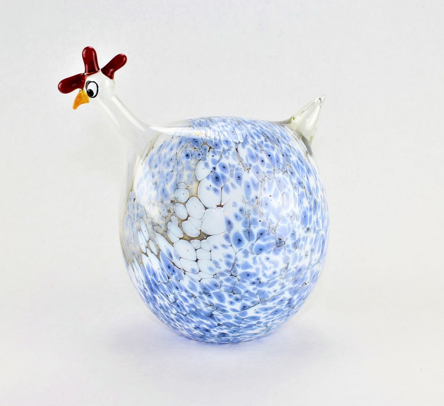 Pintade marbrée, bleu ciel, verre, décoration