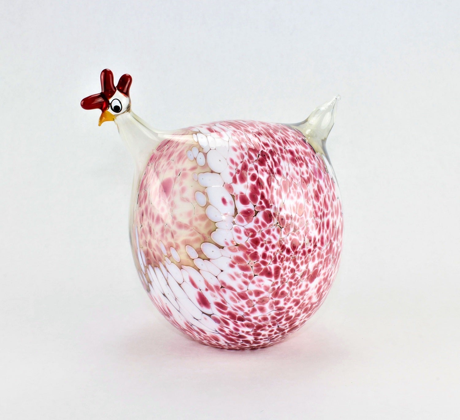 Pintade marbrée, fuchsia , verre, décoration