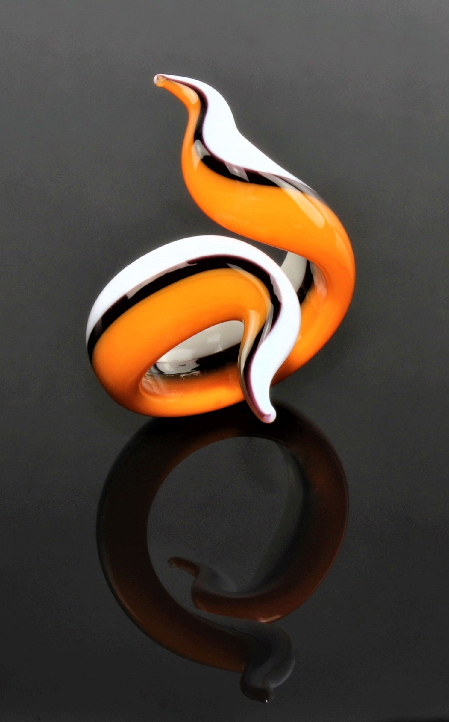Anello "Eva", camelia, vetro borosilicato