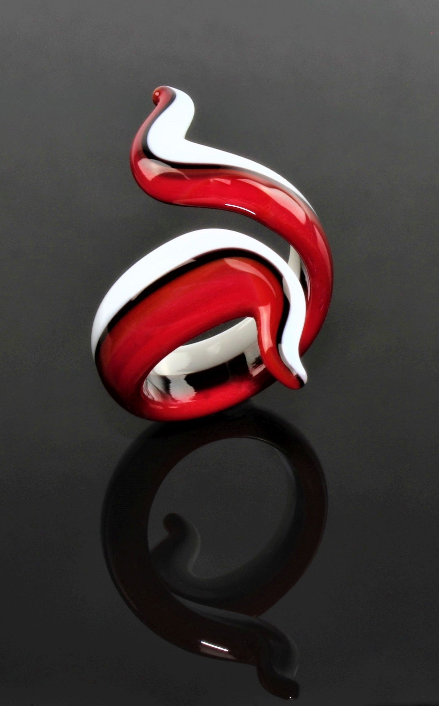 Ring "Eva", kersenrood, borosilicaatglas