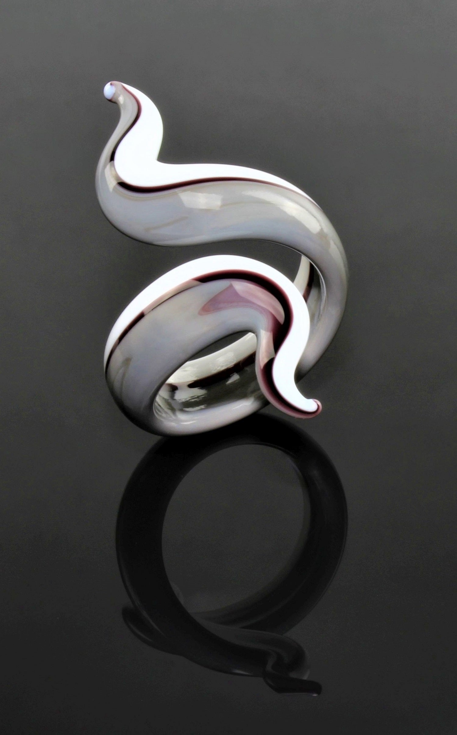 anneau "Eva", gris pierre, verre borosilicaté