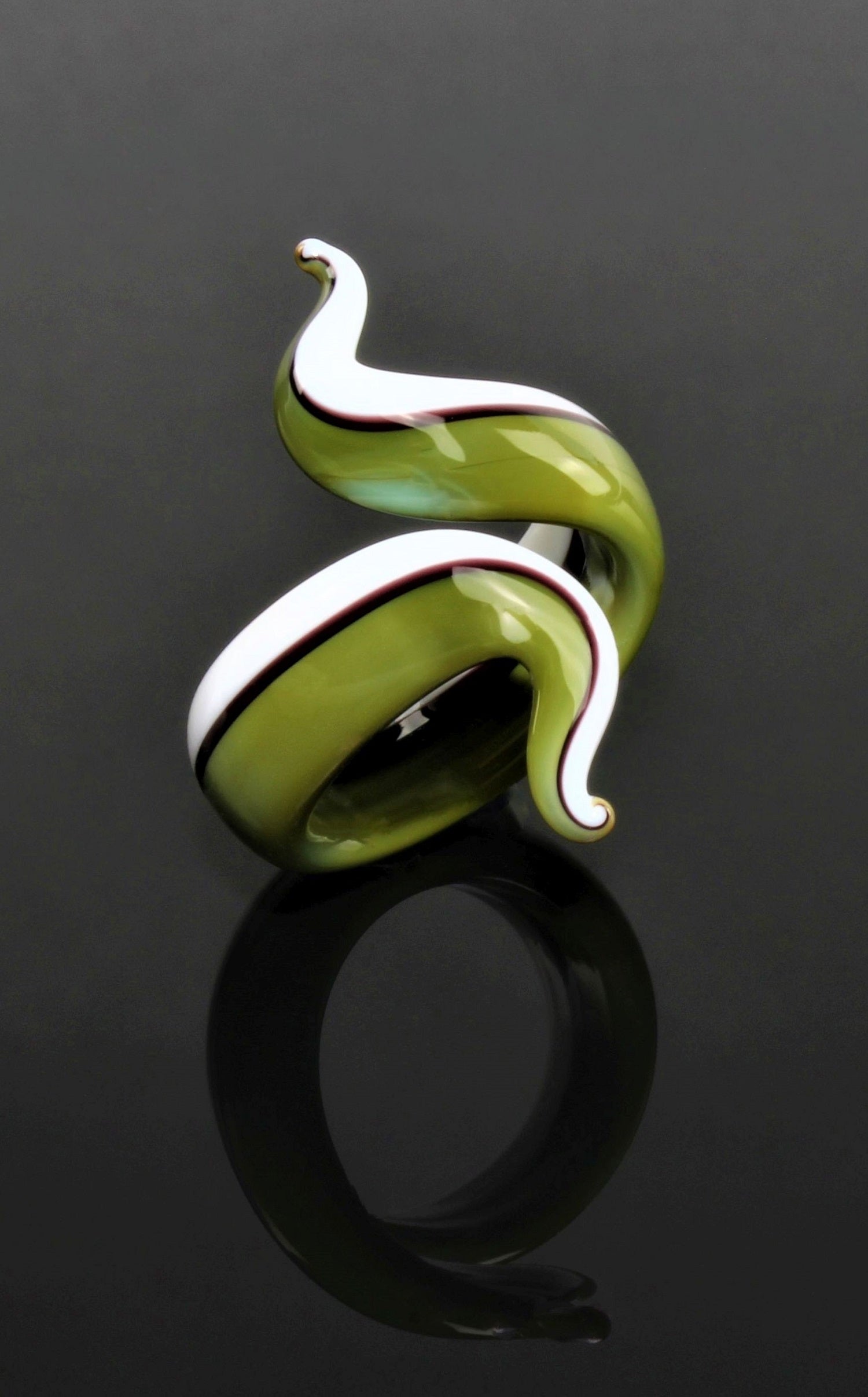 Anello "Eva", olivina, vetro borosilicato